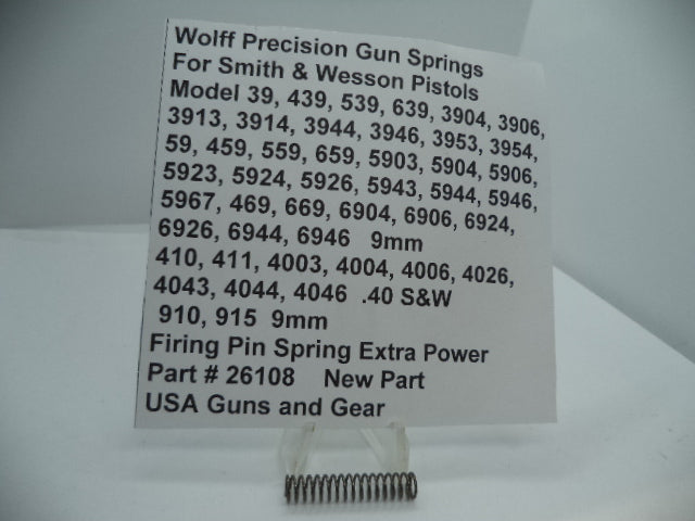 Wolff Smith & Wesson 3904 5904 6904 Series Extra Power Firing Pin Spring 26108