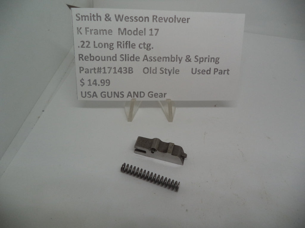 Smith & Wesson K Frame Rebound Slide & Spring - Used OEM Part - .22 LR - Model 17 - Old Style - 17143B