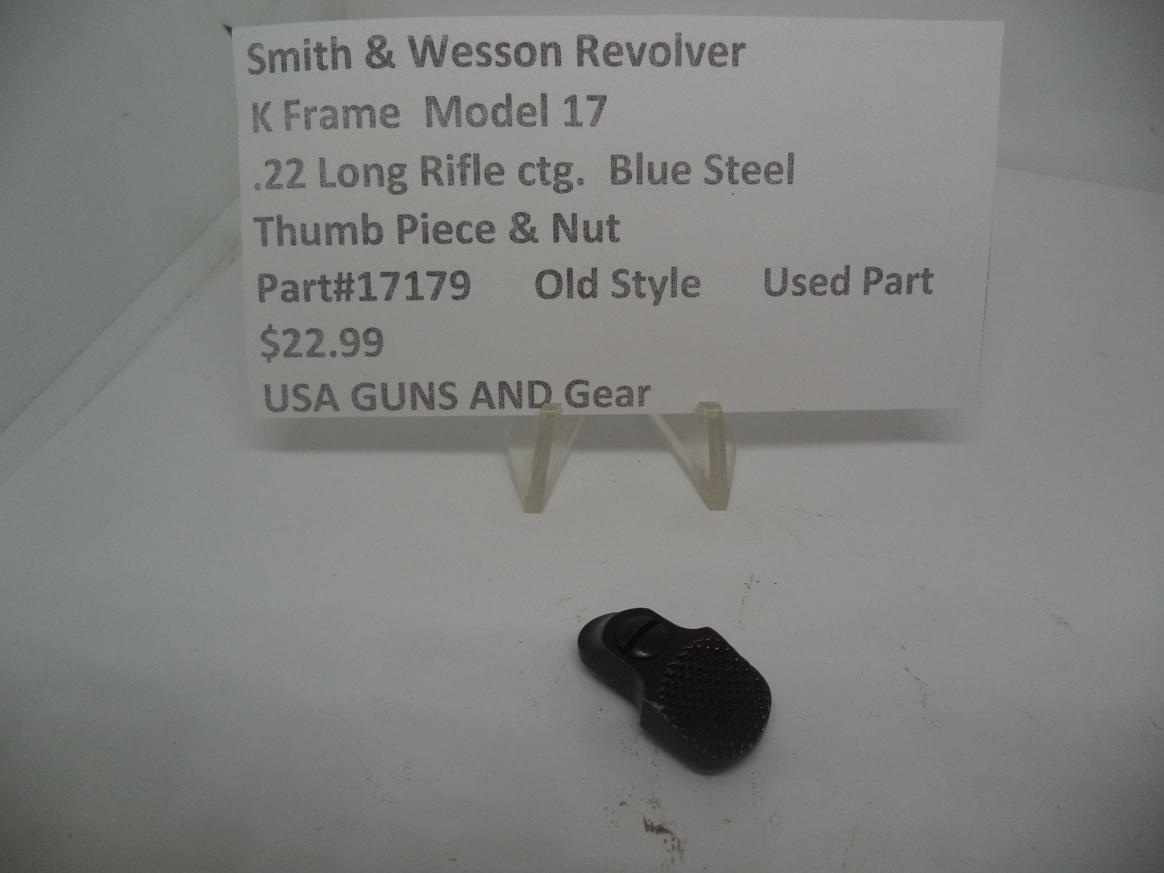 Smith & Wesson K Frame Model 17 Thumb Piece & Nut - .22 LR Used Blue Steel