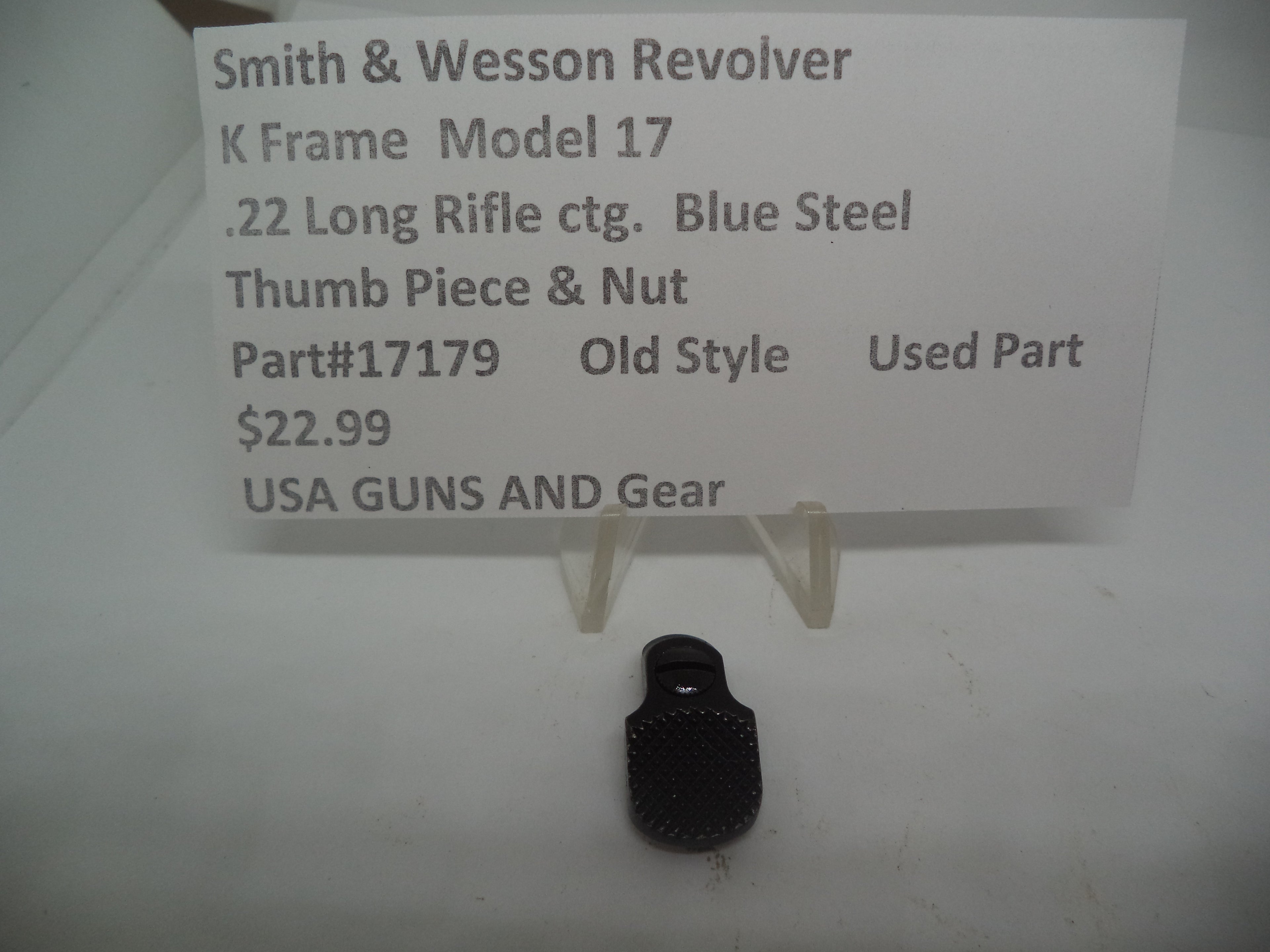 Smith & Wesson K Frame Model 17 Thumb Piece & Nut - .22 LR Used Blue Steel