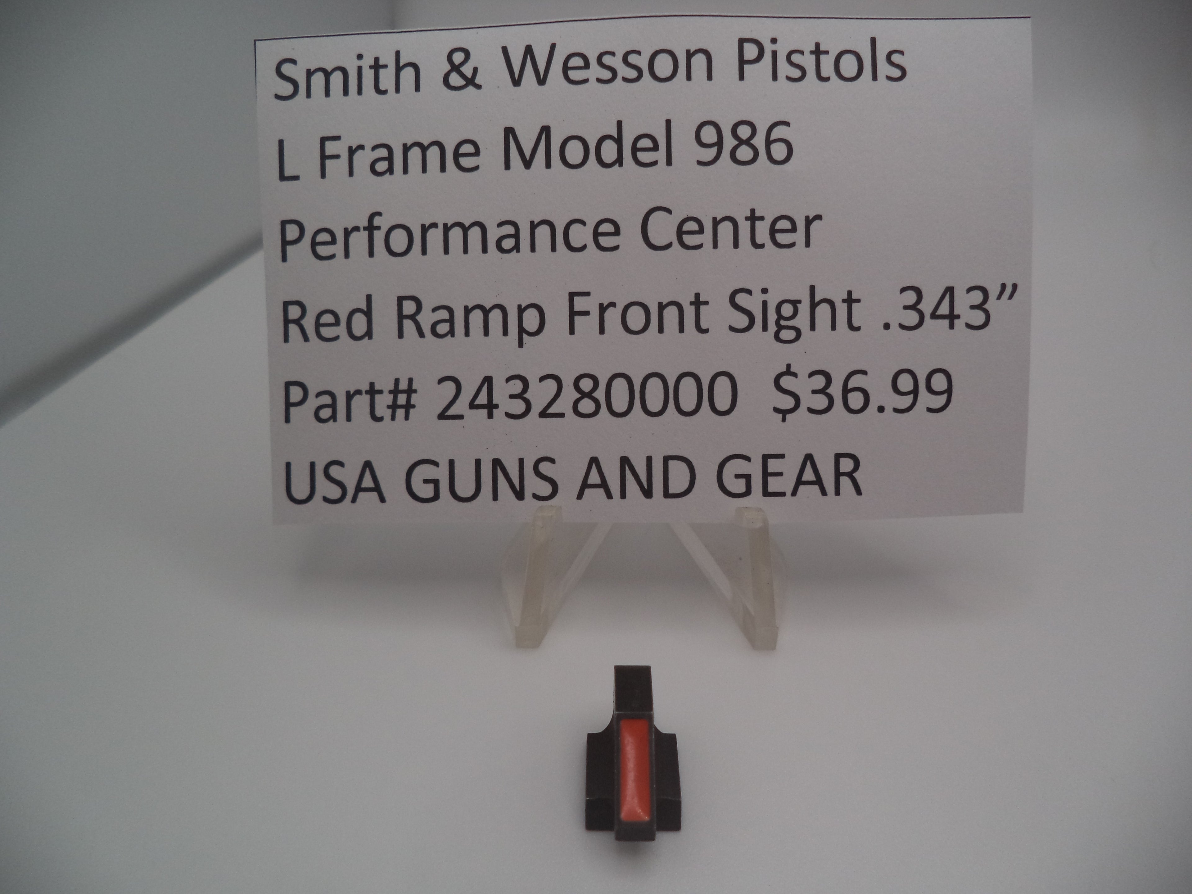Smith & Wesson Performance Center Front Sight - Red Ramp - .343" Height - 243280000