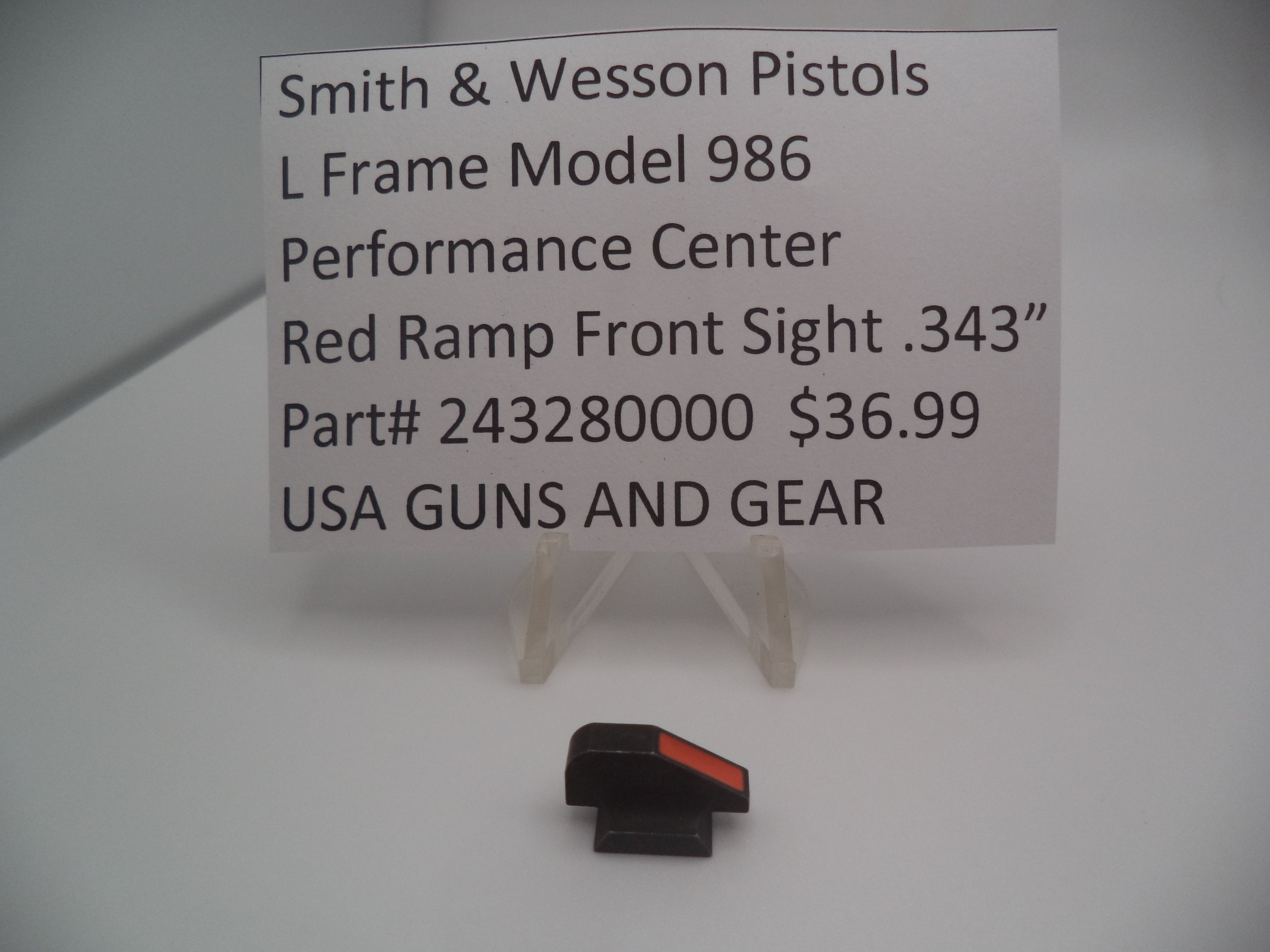 Smith & Wesson Performance Center Front Sight - Red Ramp - .343" Height - 243280000