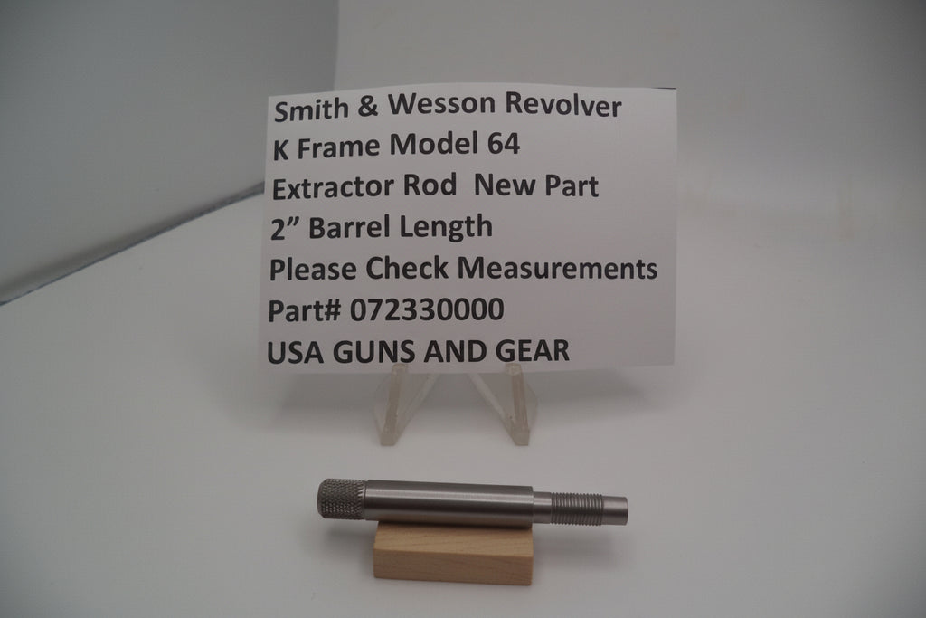 Smith & Wesson K Frame Model 64 Extractor Rod for 2" Barrel Stainless Steel, displayed on a stand with descriptive text and price tag.