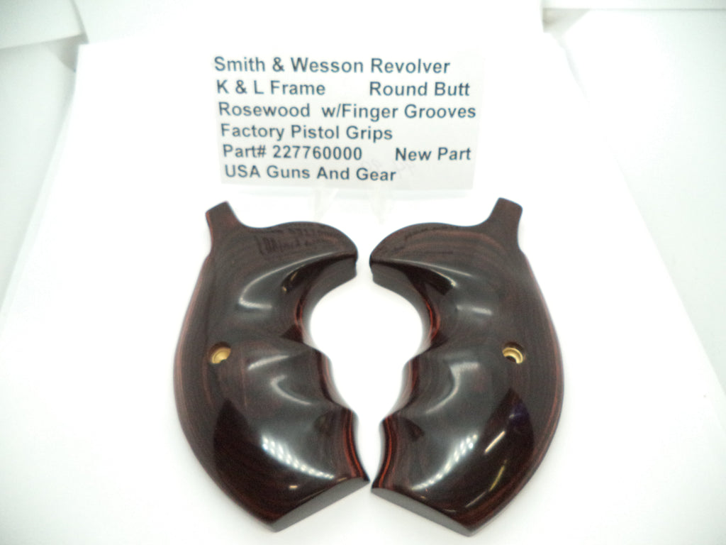 Smith & Wesson K & L Frame Rosewood Grips with Finger Grooves - Round Butt Only - Factory New Part 227760000