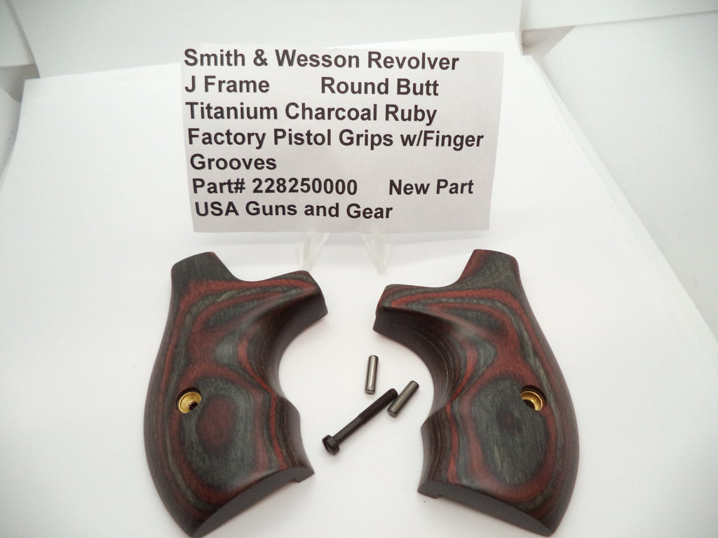 Smith & Wesson J Frame Grips with Finger Grooves - Round Butt Only - Titanium Charcoal Ruby - Factory New Part 228250000