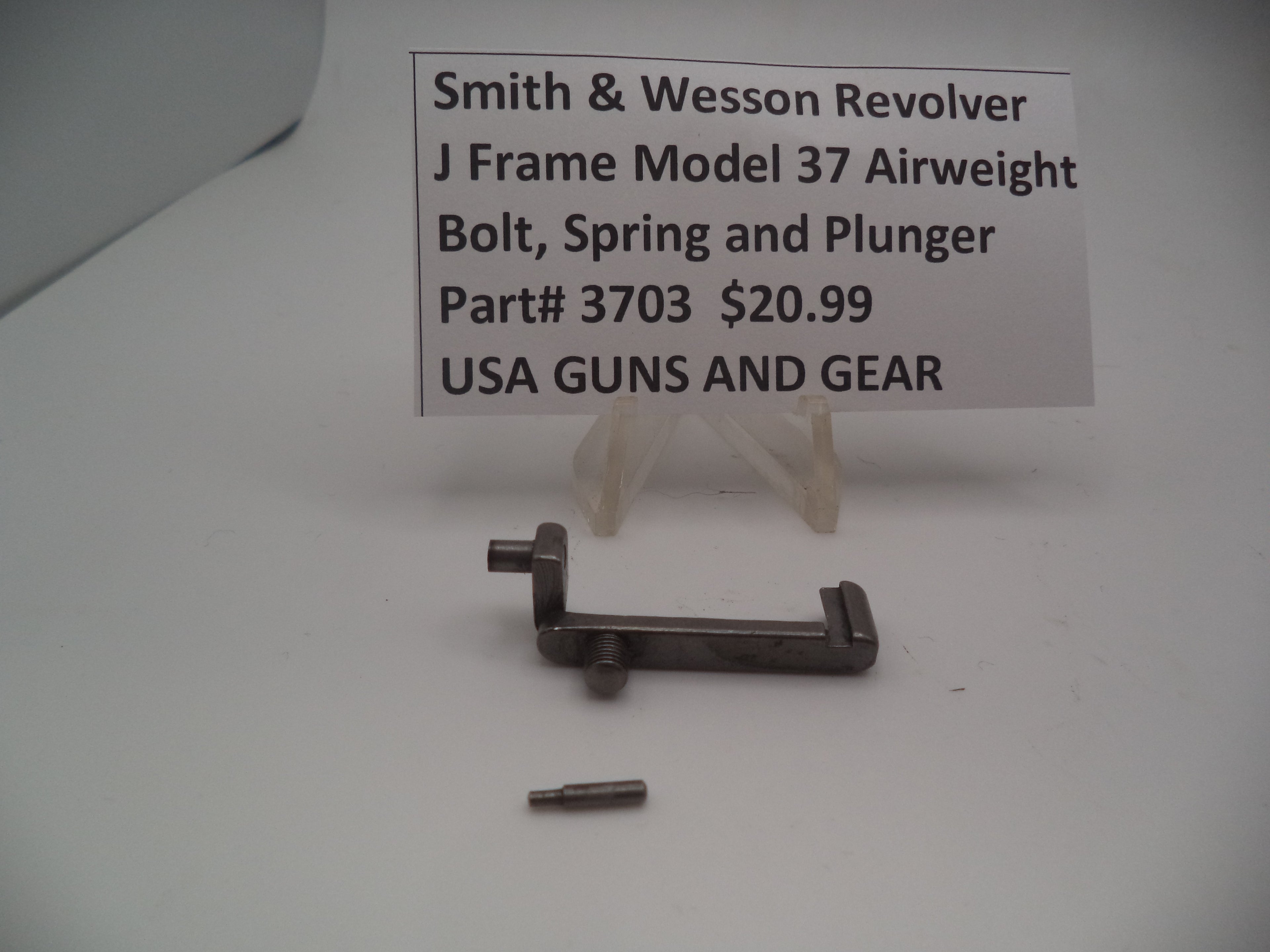 3703 Smith & Wesson Revolver J Frame Model 37 Bolt, Spring and Plunger