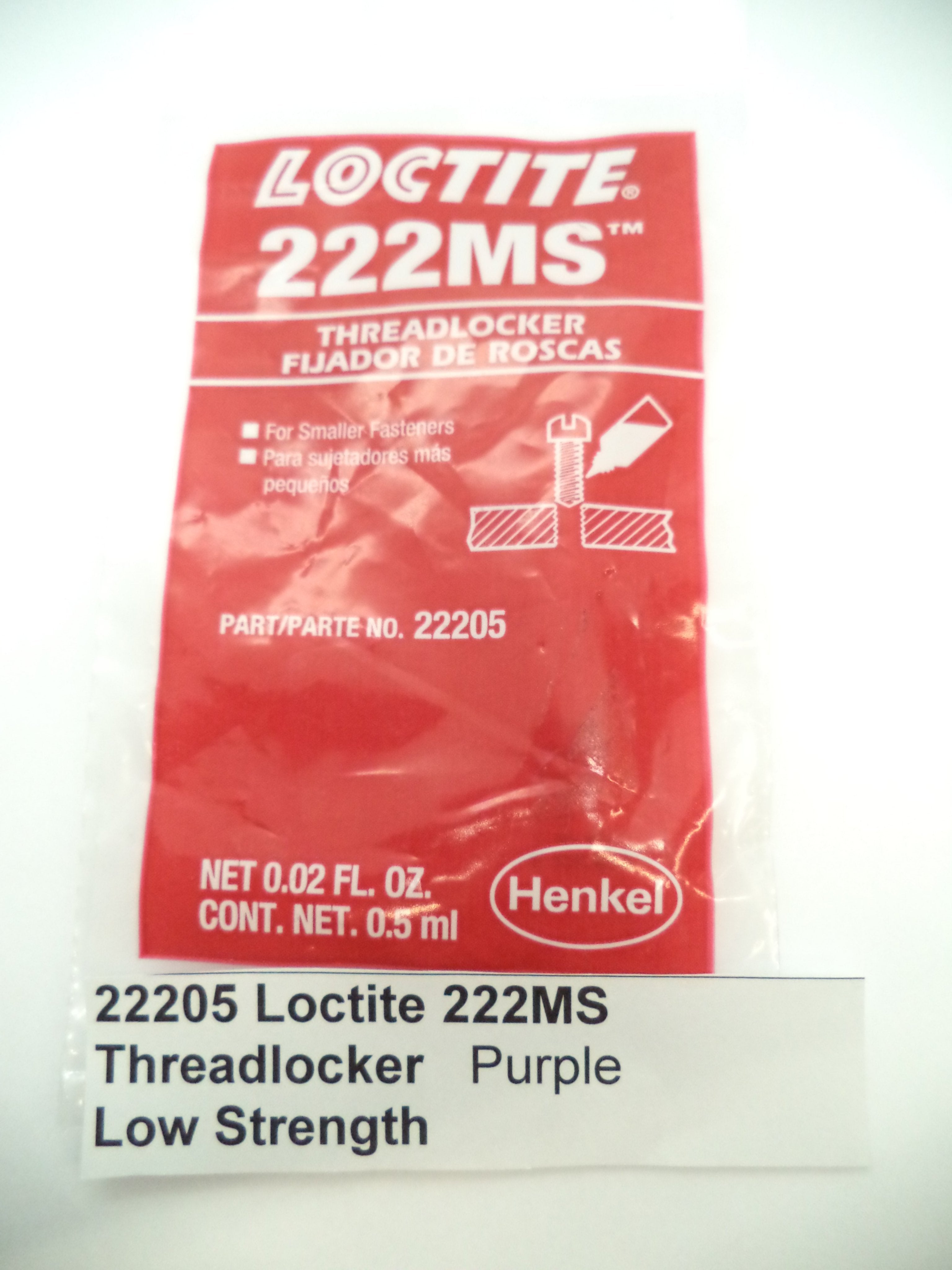 22205 Loctite 222MS Threadlocker Purple Low Strength