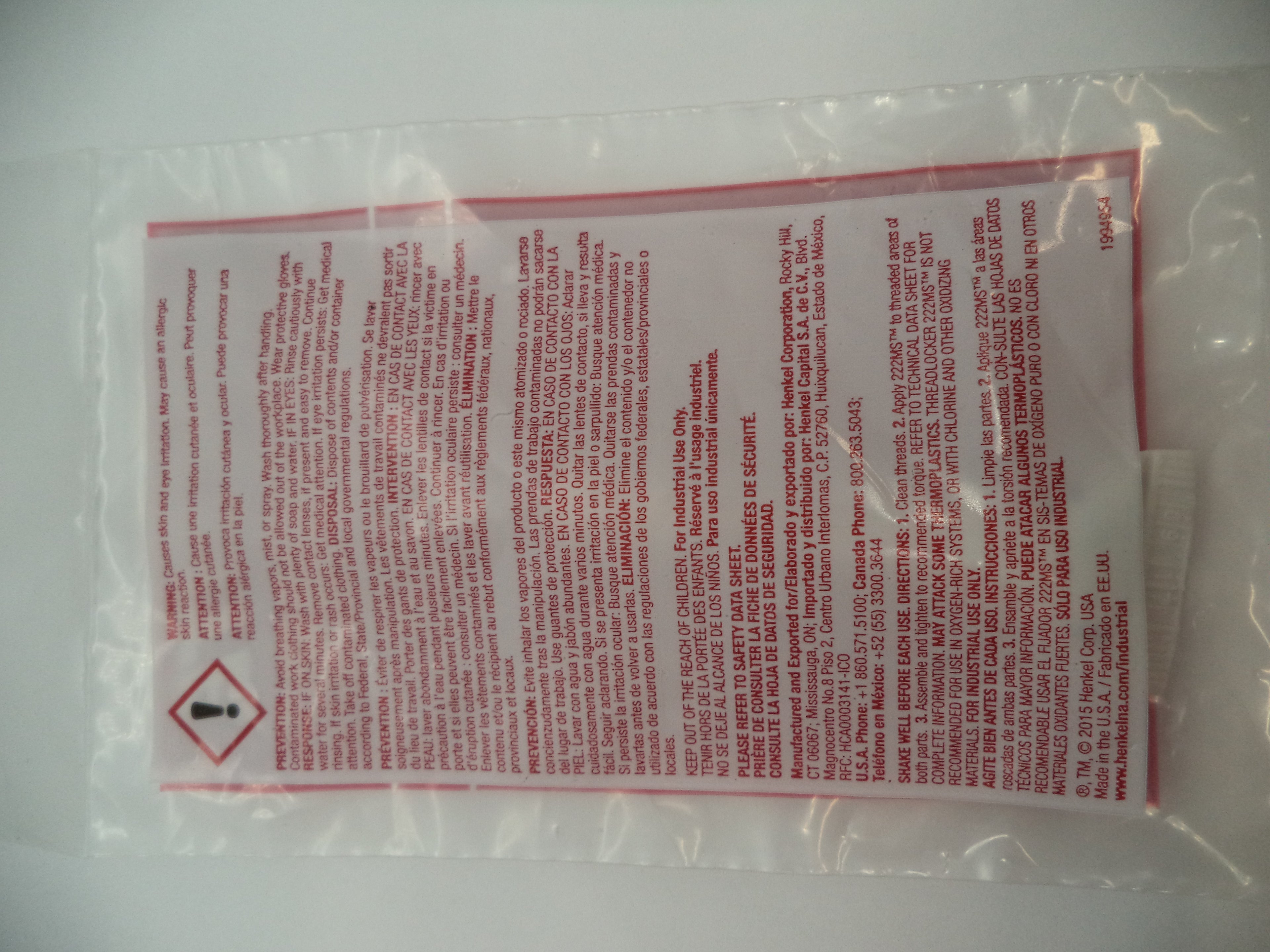 22205 Loctite 222MS Threadlocker Purple Low Strength