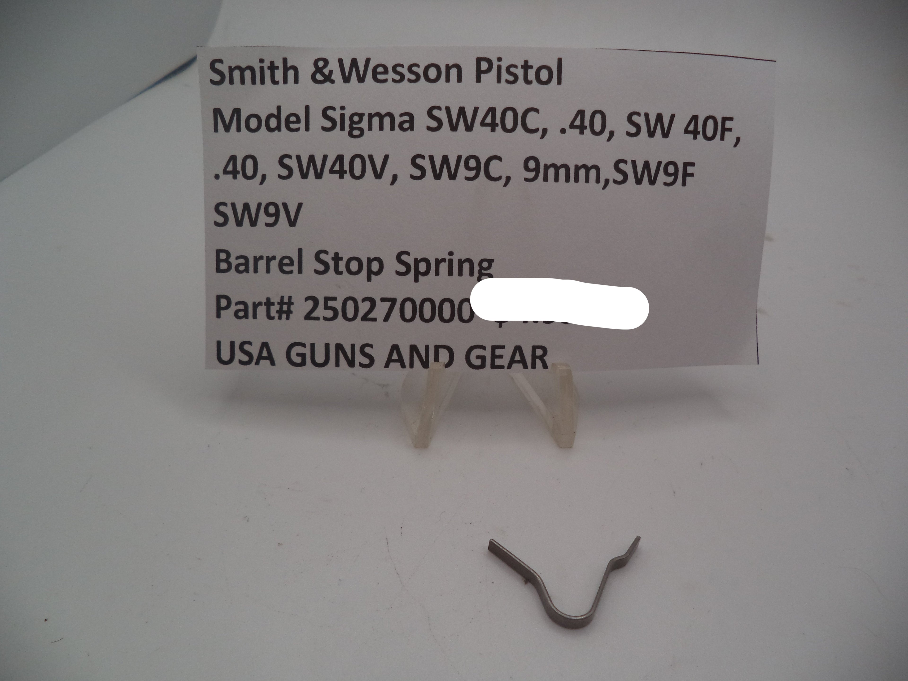 Smith & Wesson Sigma Barrel Stop Spring - Factory OEM Part 250270000