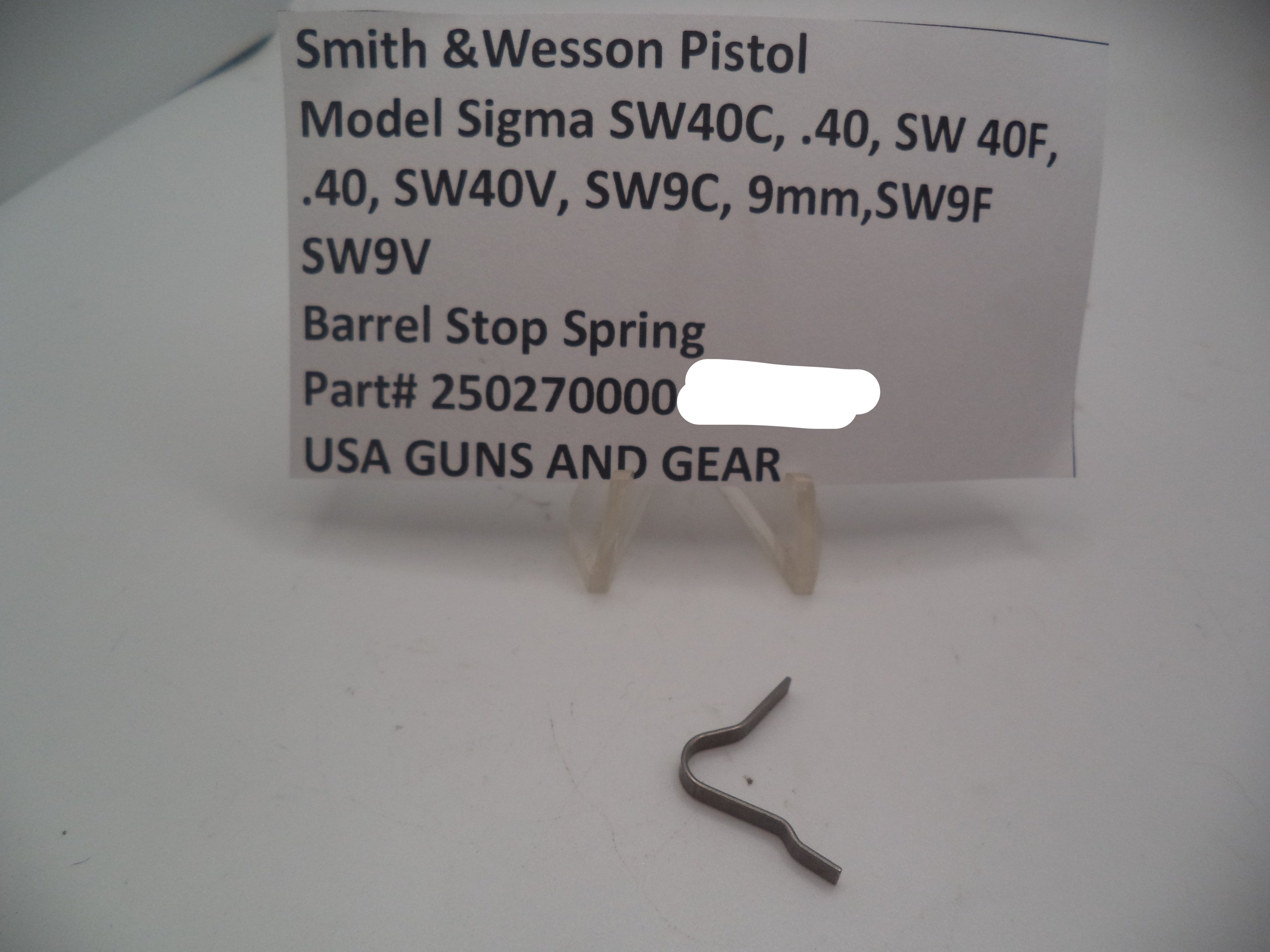 Smith & Wesson Sigma Barrel Stop Spring - Factory OEM Part 250270000