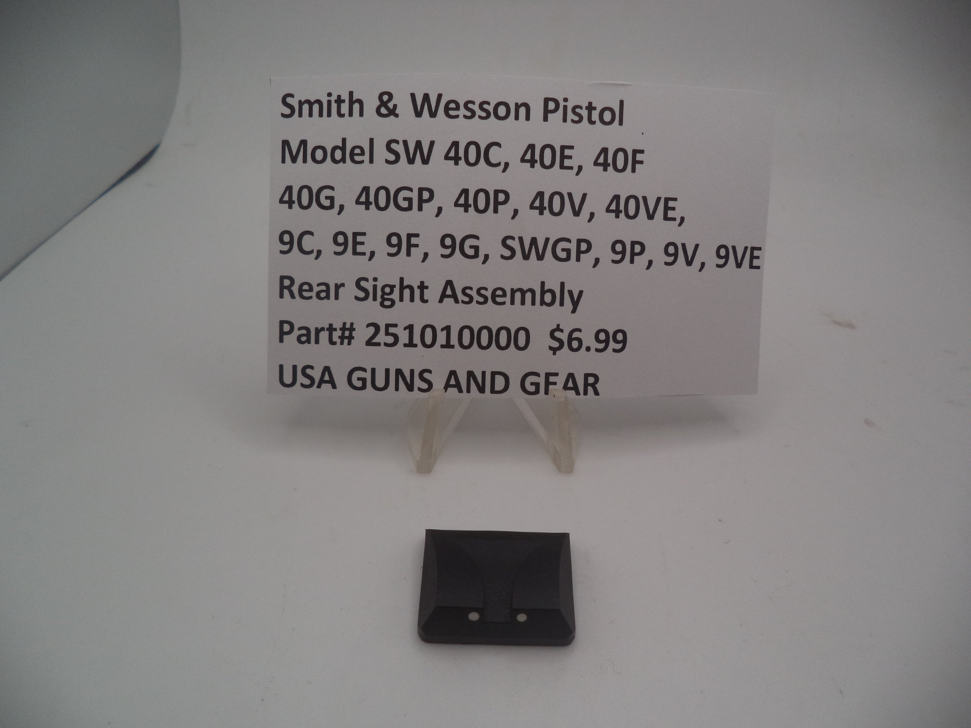 Smith & Wesson OEM Rear Sight Assembly - Part #251010000 | Fits Sigma 9mm/.40 S&W Models