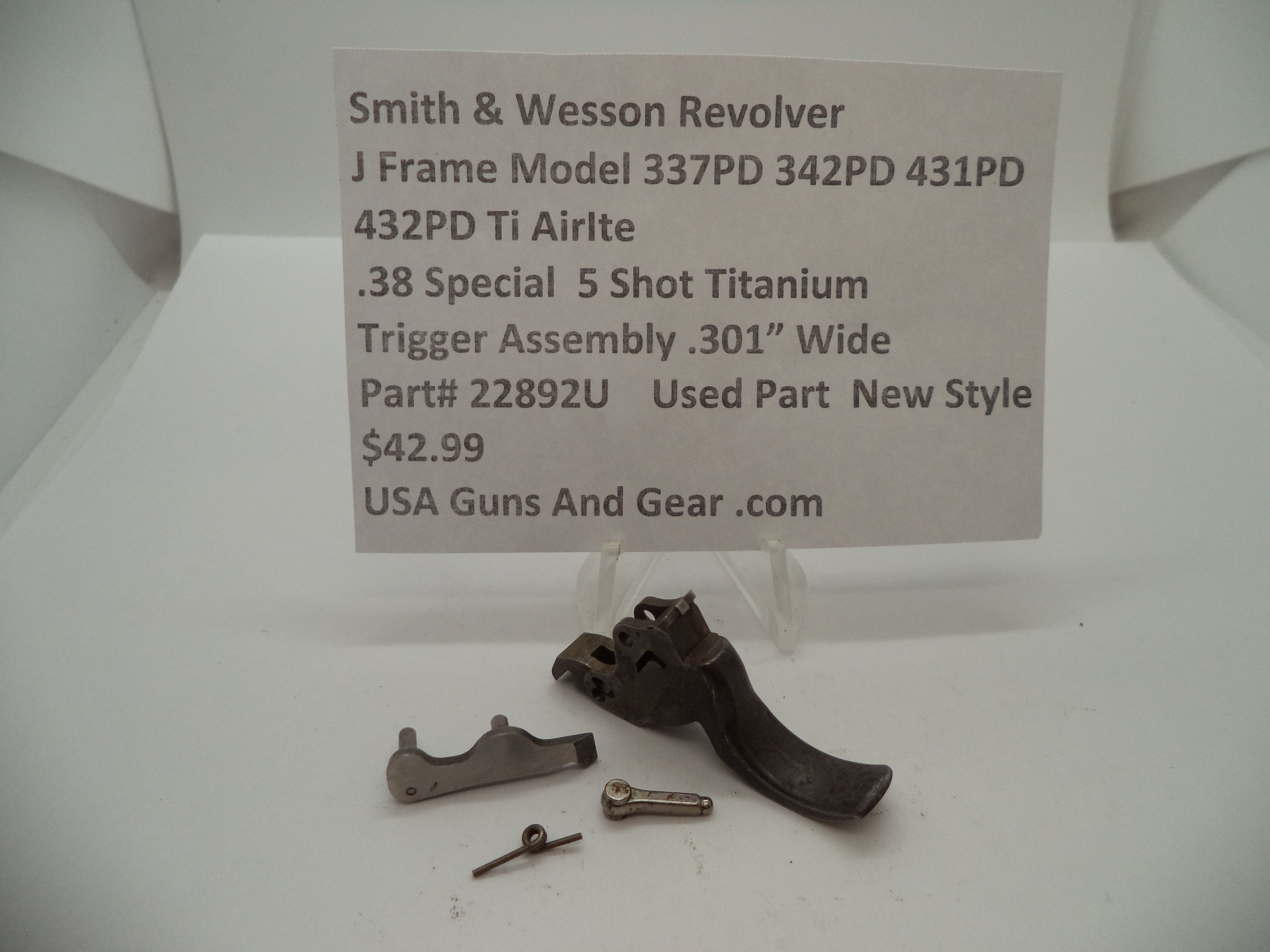 22892U Smith & Wesson J Frame for Multiple Models Trigger Assembly .38 Special