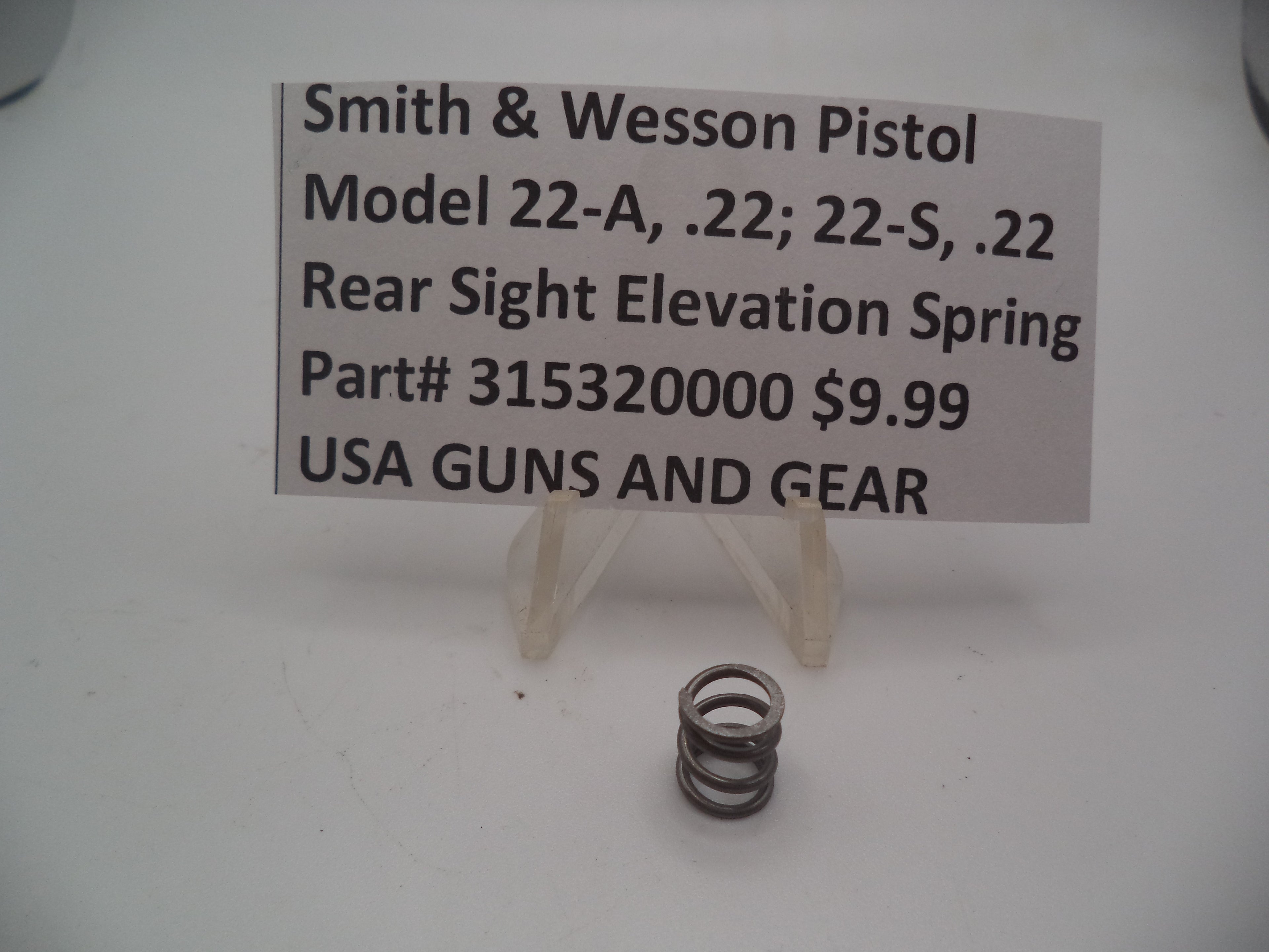 315320000 S&W Pistol  Model 22-A, 22-S Rear Sight Elevation Spring