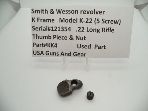 KK4 Smith & Wesson K Frame Revolver Model K-22 Thumb Piece & Nut .22 LR Used