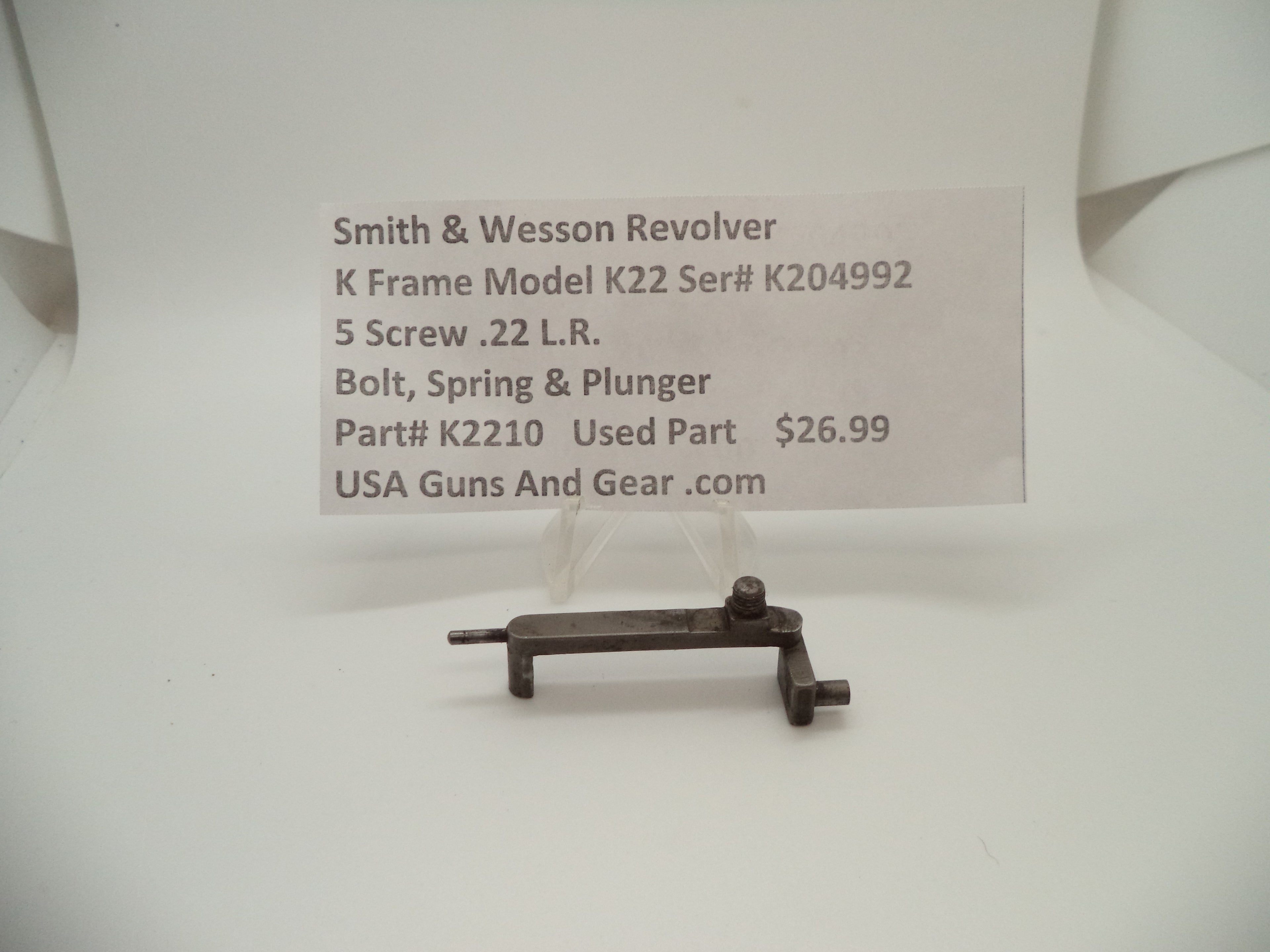 K2210 Smith & Wesson K Frame Model K22 Bolt Spring & Plunger .22 L.R