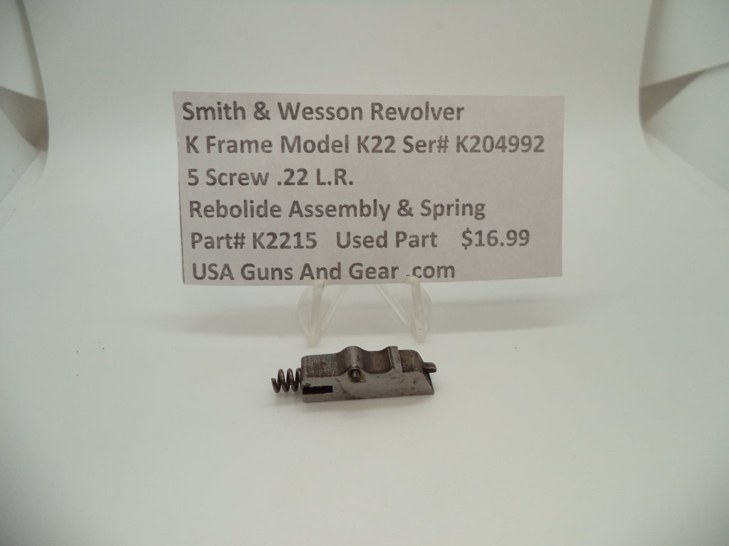 K2215 Smith & Wesson K Frame Model K22 Rebound Slide & Spring .22 L.R