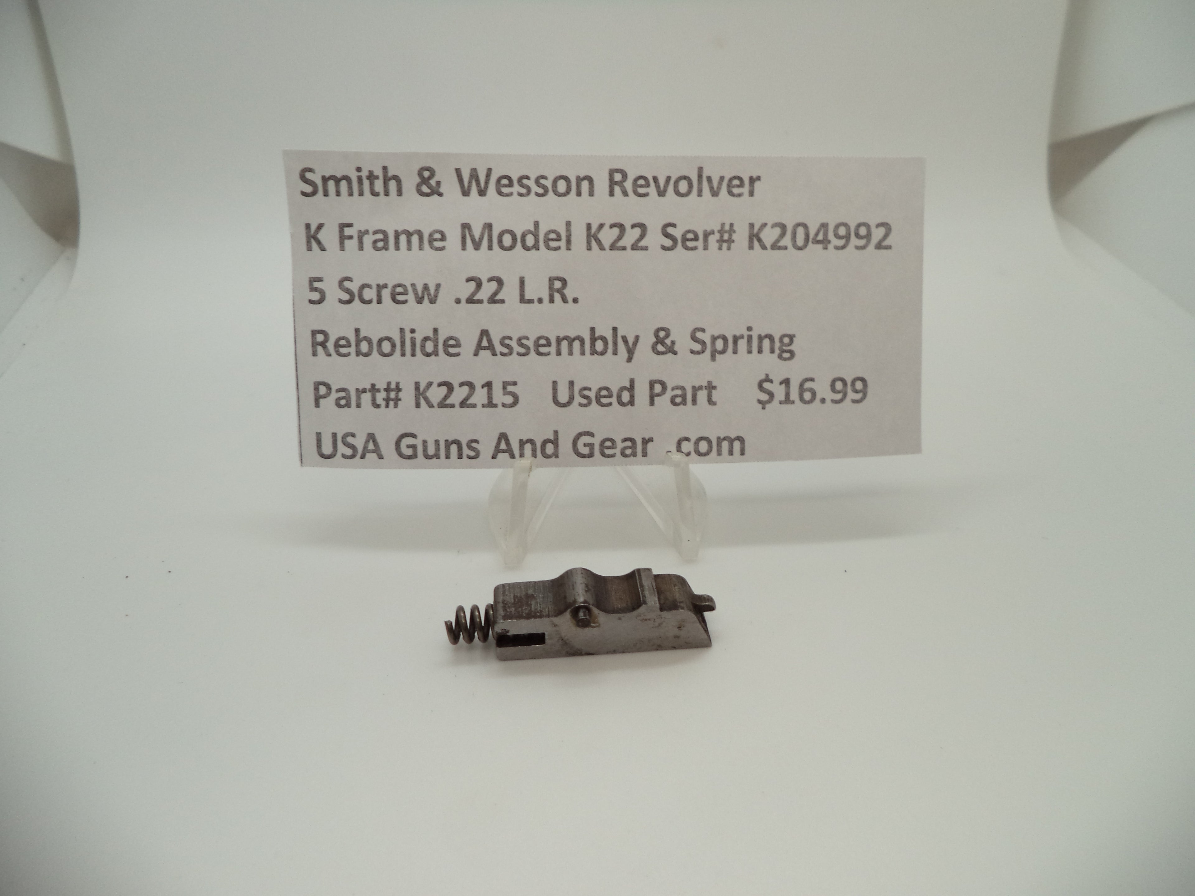 K2215 Smith & Wesson K Frame Model K22 Rebound Slide & Spring .22 L.R