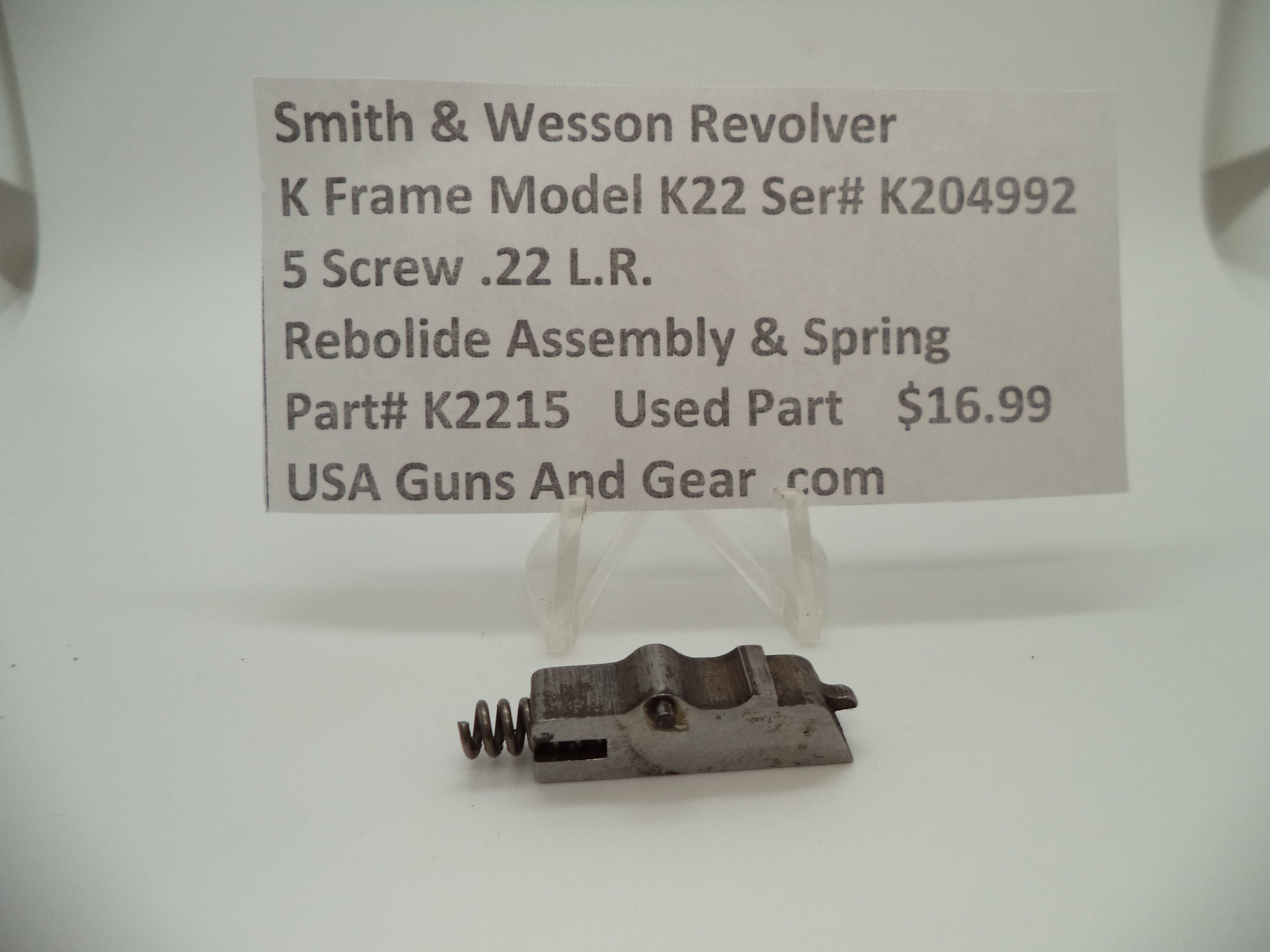 K2215 Smith & Wesson K Frame Model K22 Rebound Slide & Spring .22 L.R