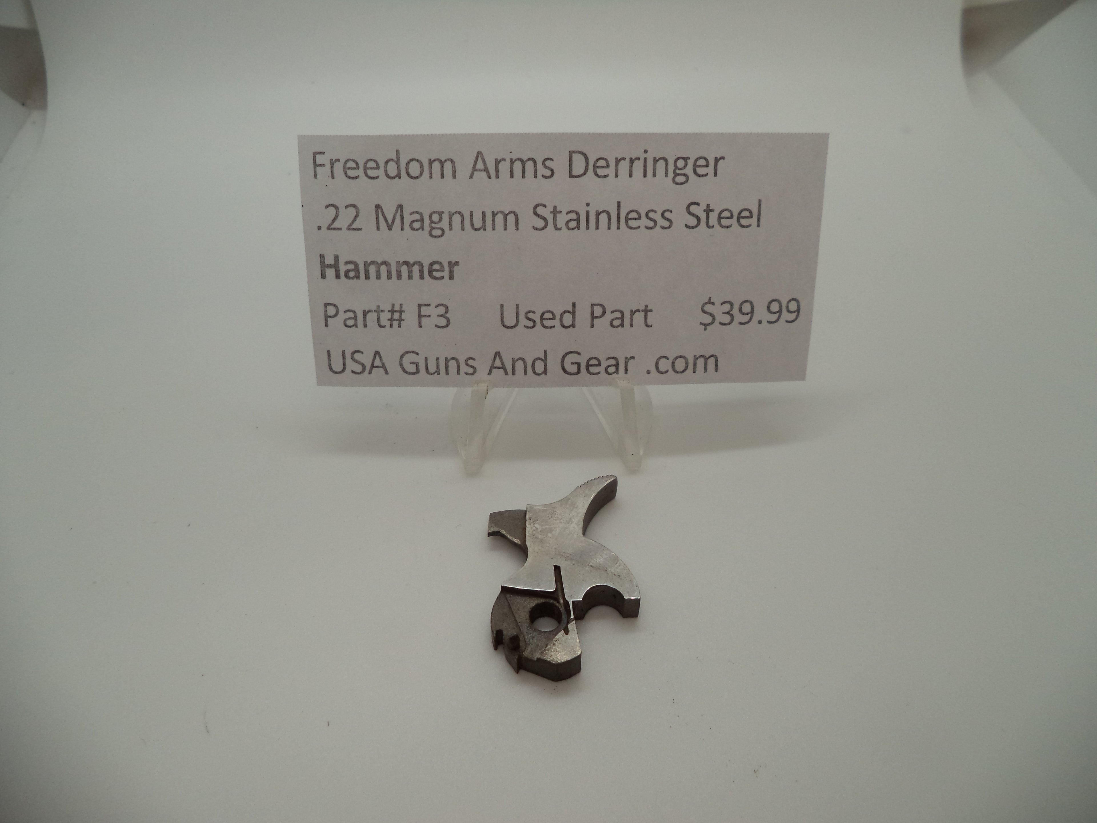 F3 Freedom Arms Derringer Used Stainless Steel Hammer .22 Magnum