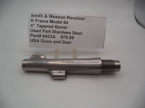 6423A Smith & Wesson K Frame Model 64 Used 4" Tapered Barrel Pinned .38 SPL