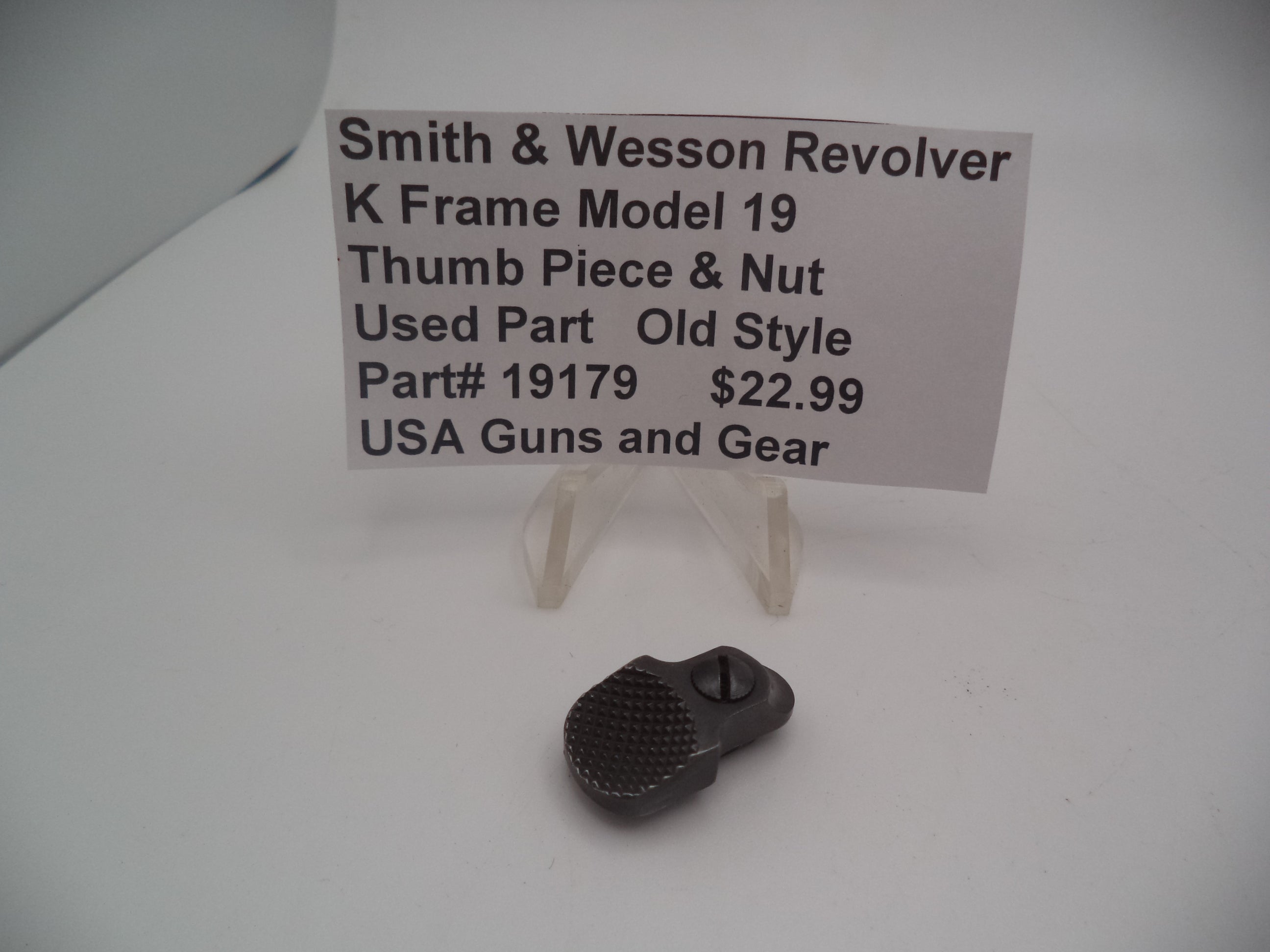 Smith & Wesson Revolver K Frame Model 19 Thumb Piece & Nut Used Part 19179
