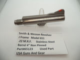 65123 Smith & Wesson J Frame Model 651 Revolver Barrel 4" S.S. .22 M.R.F. Used