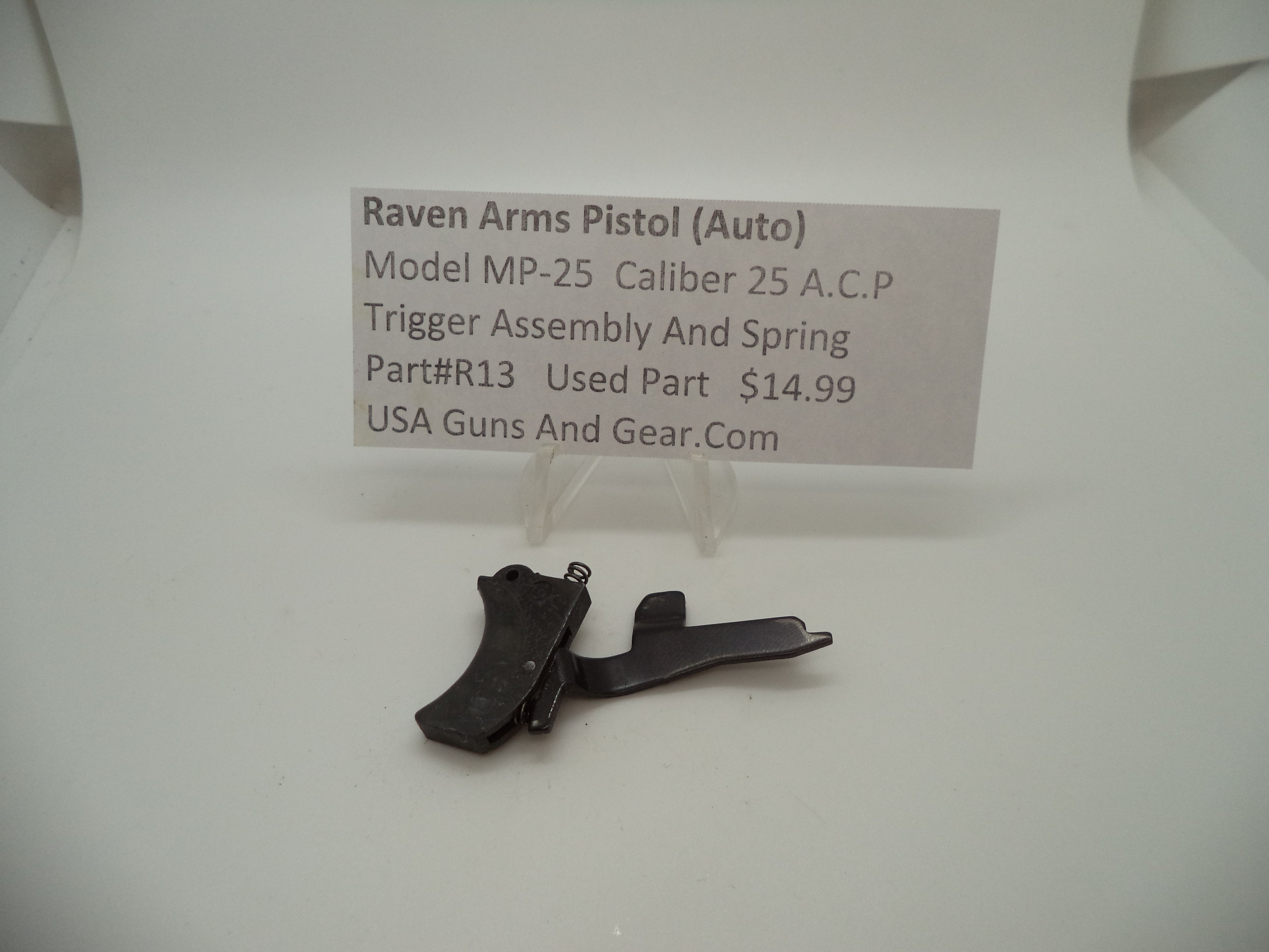 R13 Raven Arms Pistol Model MP-25 Used Trigger Assembly & Spring 25 ACP