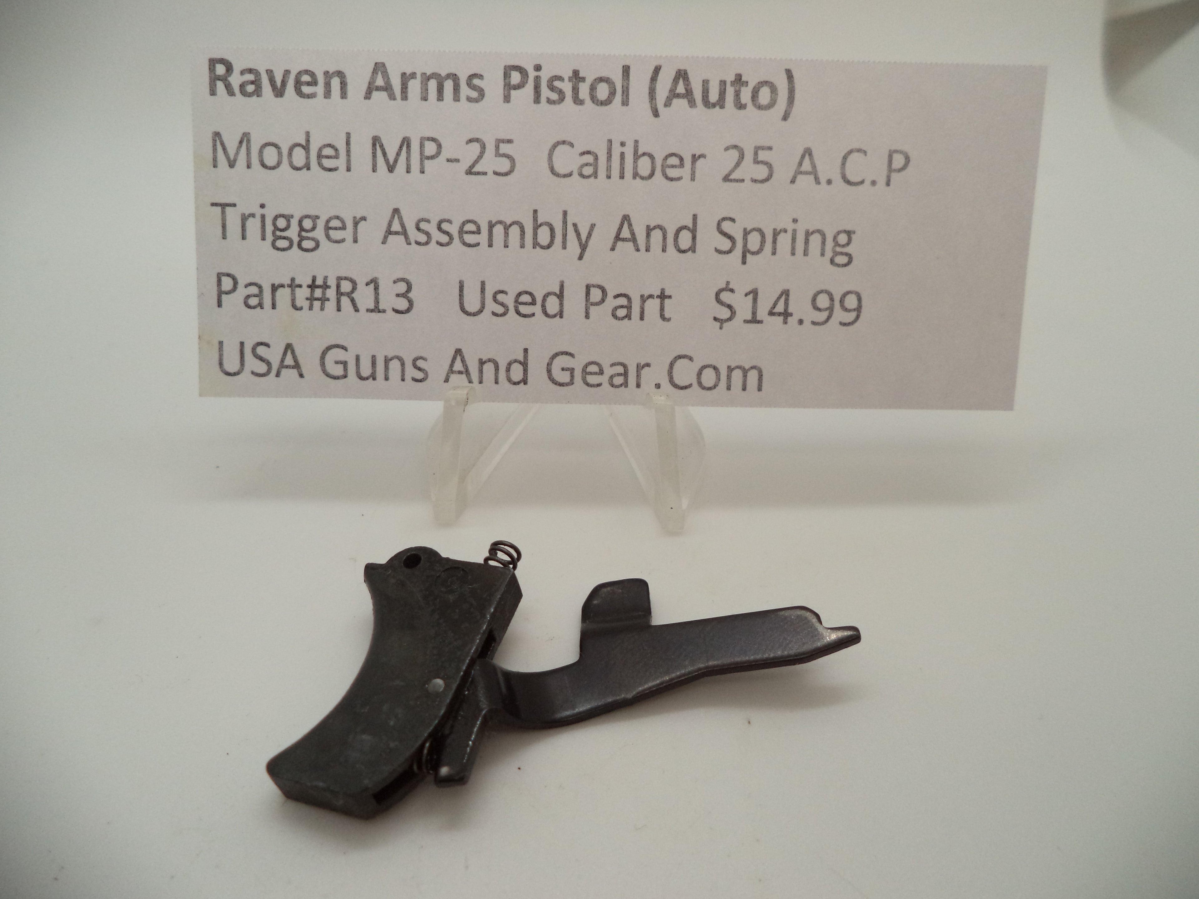 R13 Raven Arms Pistol Model MP-25 Used Trigger Assembly & Spring 25 ACP