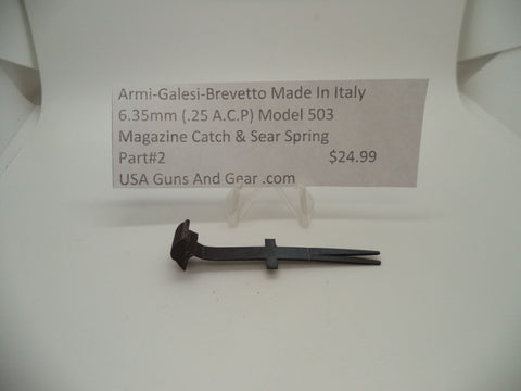 2 Armi-Galesi-Brevetto Model 503 Magazine Catch & Lever Spring 6.35mm (.25 ACP)