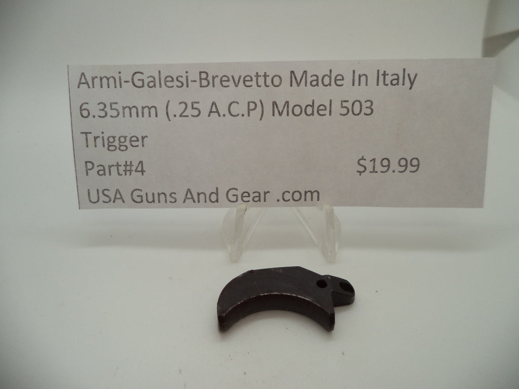 4 Armi-Galesi-Brevetto Pistol Model 503 Trigger 6.35mm (.25 ACP)