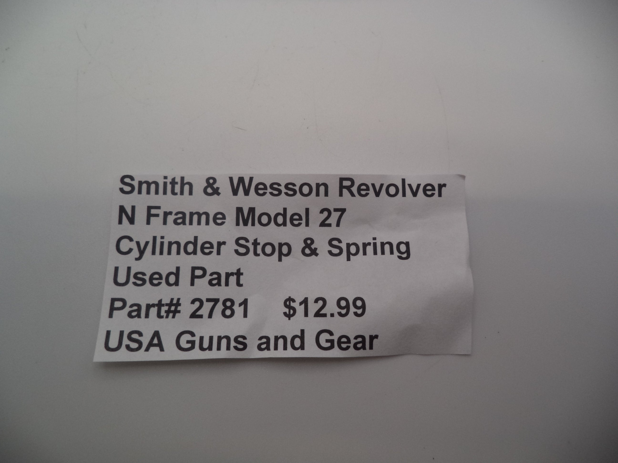 2781 Smith & Wesson N Frame Model 27  Cylinder Stop & Spring Used