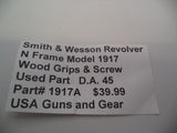 1917A Smith & Wesson Revolver N Frame Model 1917 Wood Grips & Screw Used