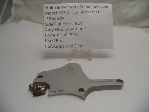 JS638159A Smith and Wesson J Frame Model 637-2 Side Plate & Screws SS Used .38 Special