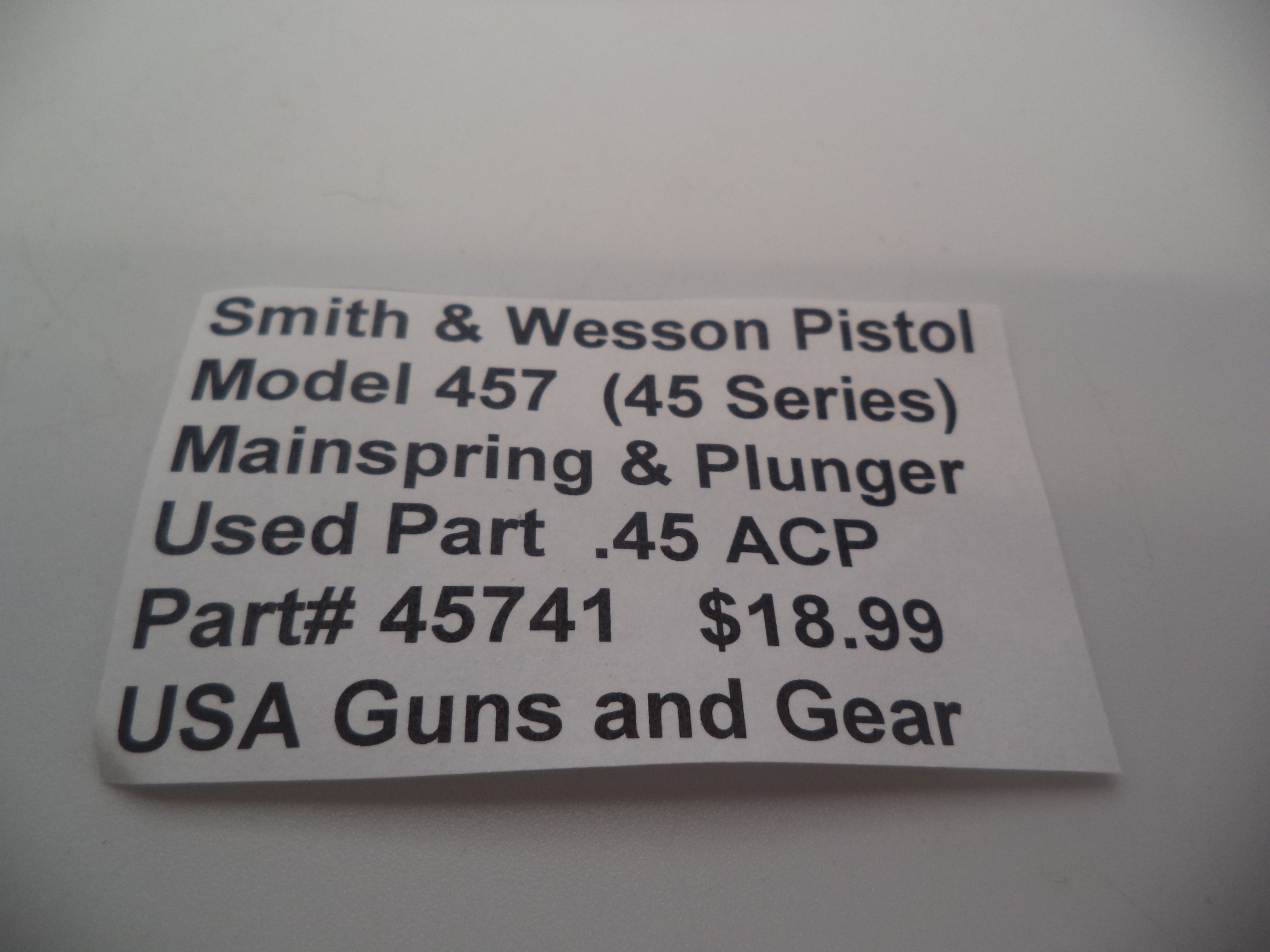 45741 Smith & Wesson Pistol Model 457 (45 Series)Mainspring & Plunger Used