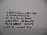 6408A Smith & Wesson J Frame Model 640 Used 2" Non Pinned Barrel .38 Special