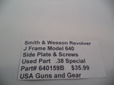 640159B Smith & Wesson J Frame Model 640 Used Side Plate & Screws .38 Special