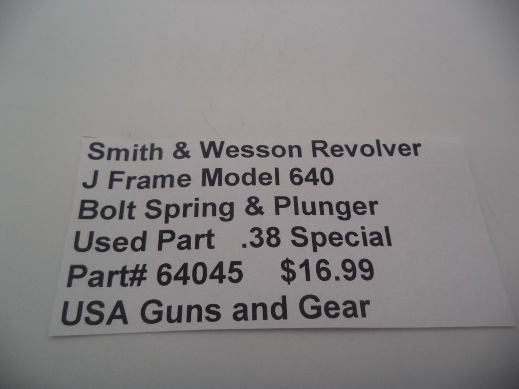 64045 Smith & Wesson J Frame Model 640 Used Bolt Spring & Plunger .38 Special