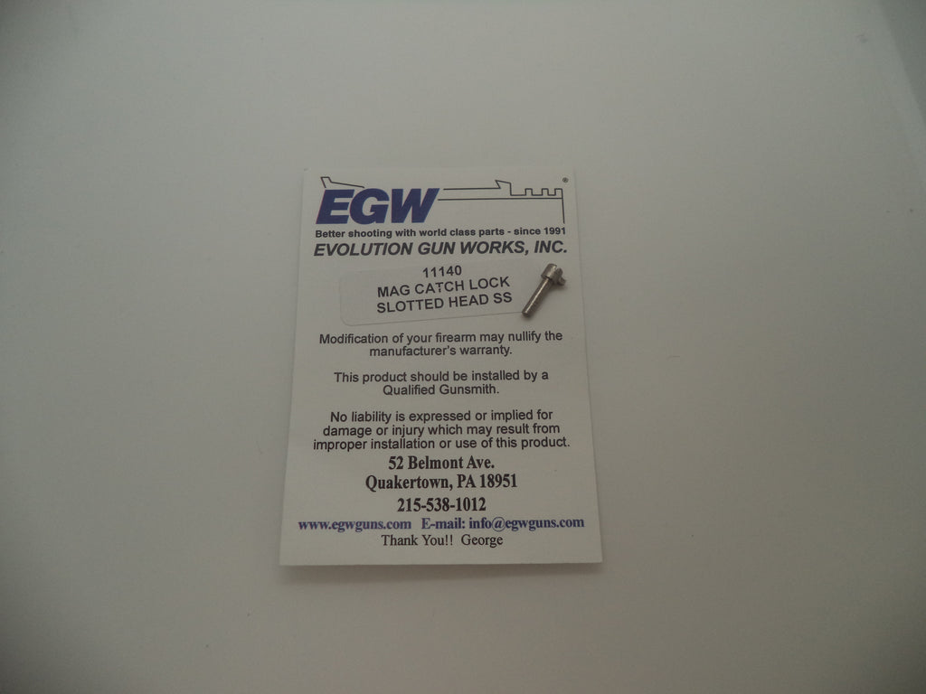11140 Model 1911 Magazine Catch Lock Slotted Head Stainless Steel