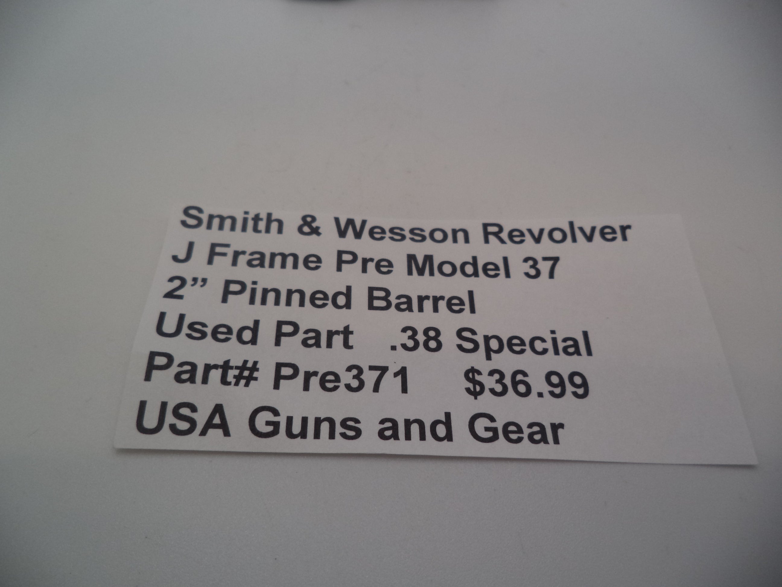 Pre371  Smith & Wesson Revolver J Frame Model 37 2" Pinned Barrel Used