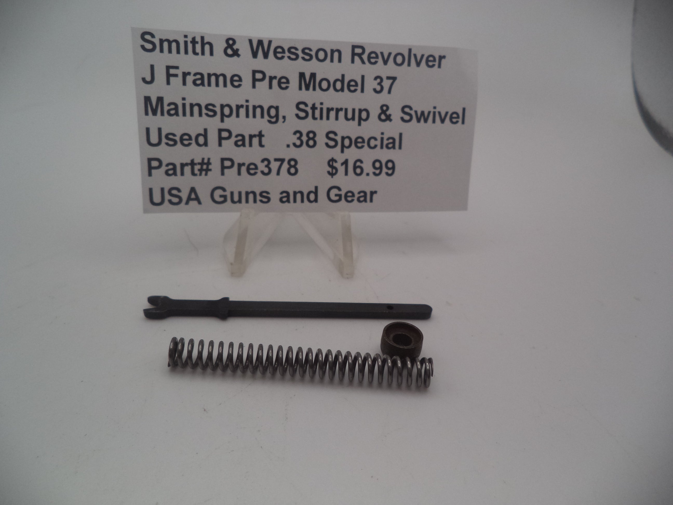 Pre378  Smith & Wesson Revolver J Frame Pre Model 37 Mainspring, Stirrup & Swivel Used