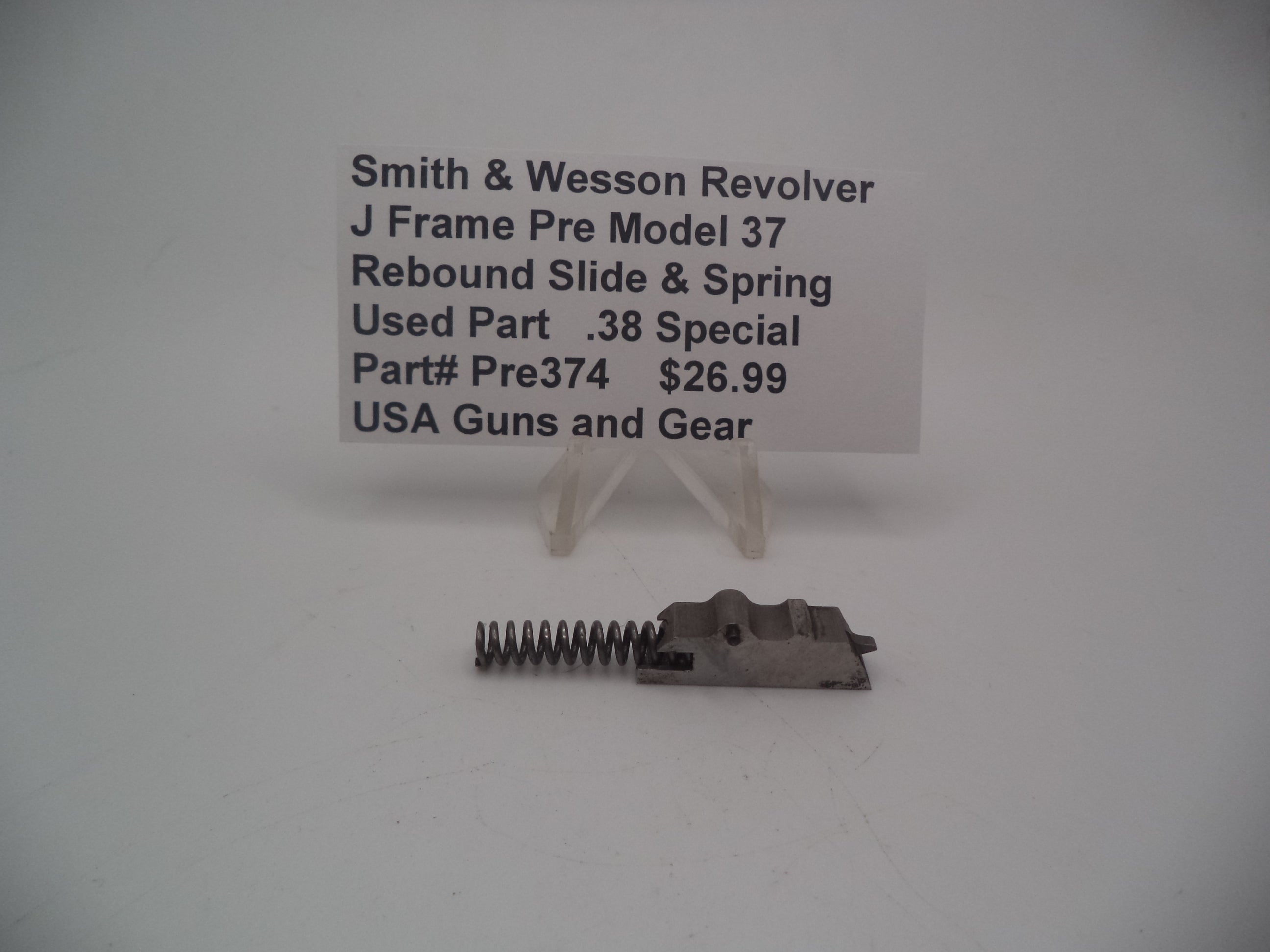 Pre374 Smith & Wesson Revolver J Frame Pre Model 37 Rebound Slide & Spring Used