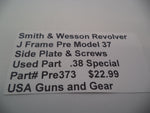 Pre373 Smith & Wesson Revolver J Frame Pre Model 37 Side Plate & Screws Used