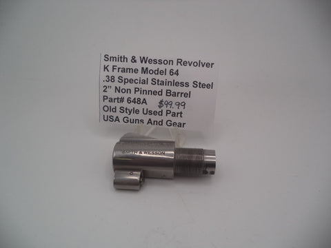 648A Smith & Wesson K Frame Model 64 Used 2" Barrel Non Pinned  Stainless .38 Special