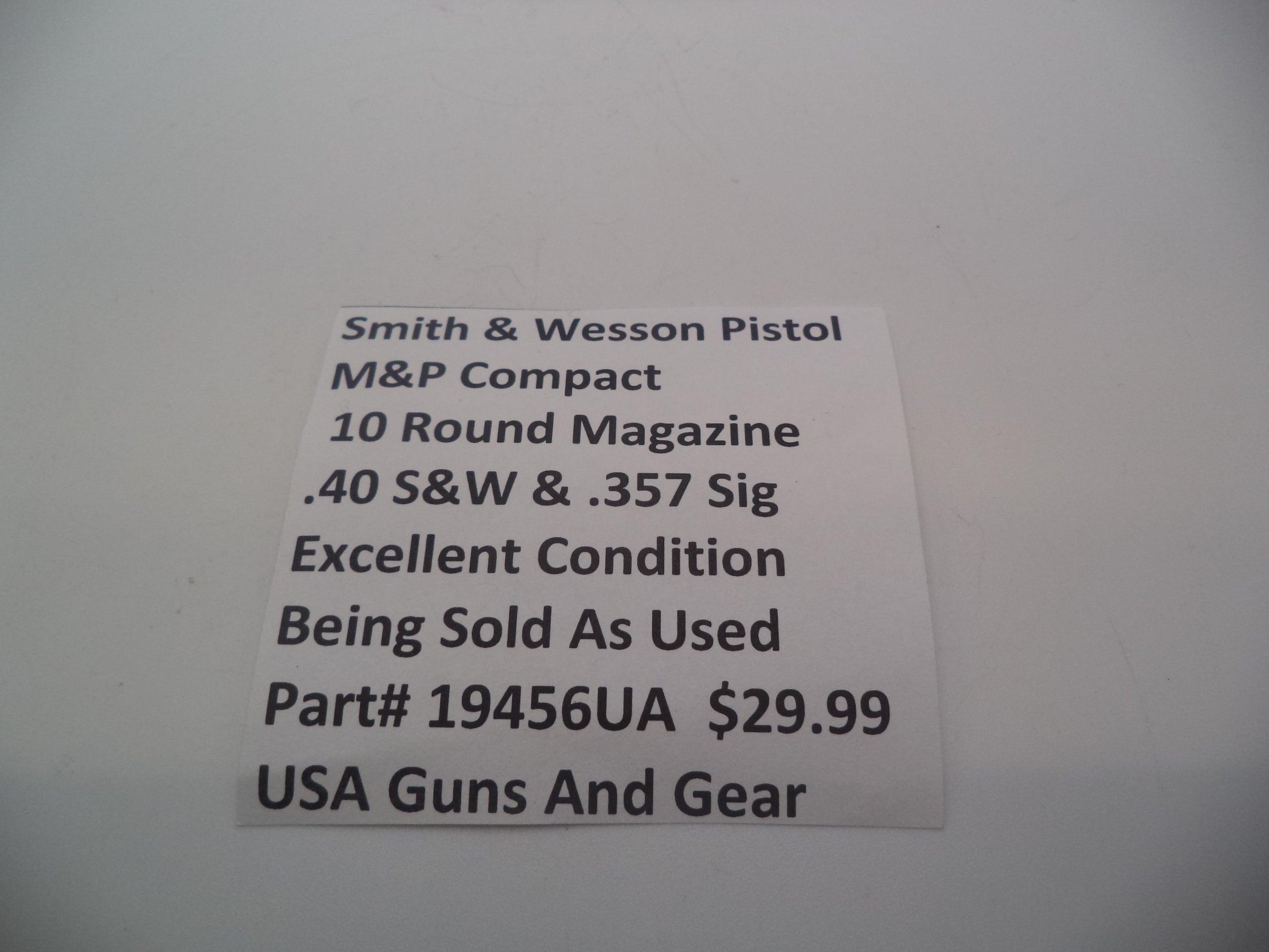 S&WM&P .40  and .357 Sig Compact 10 Round Magazine 19456UA