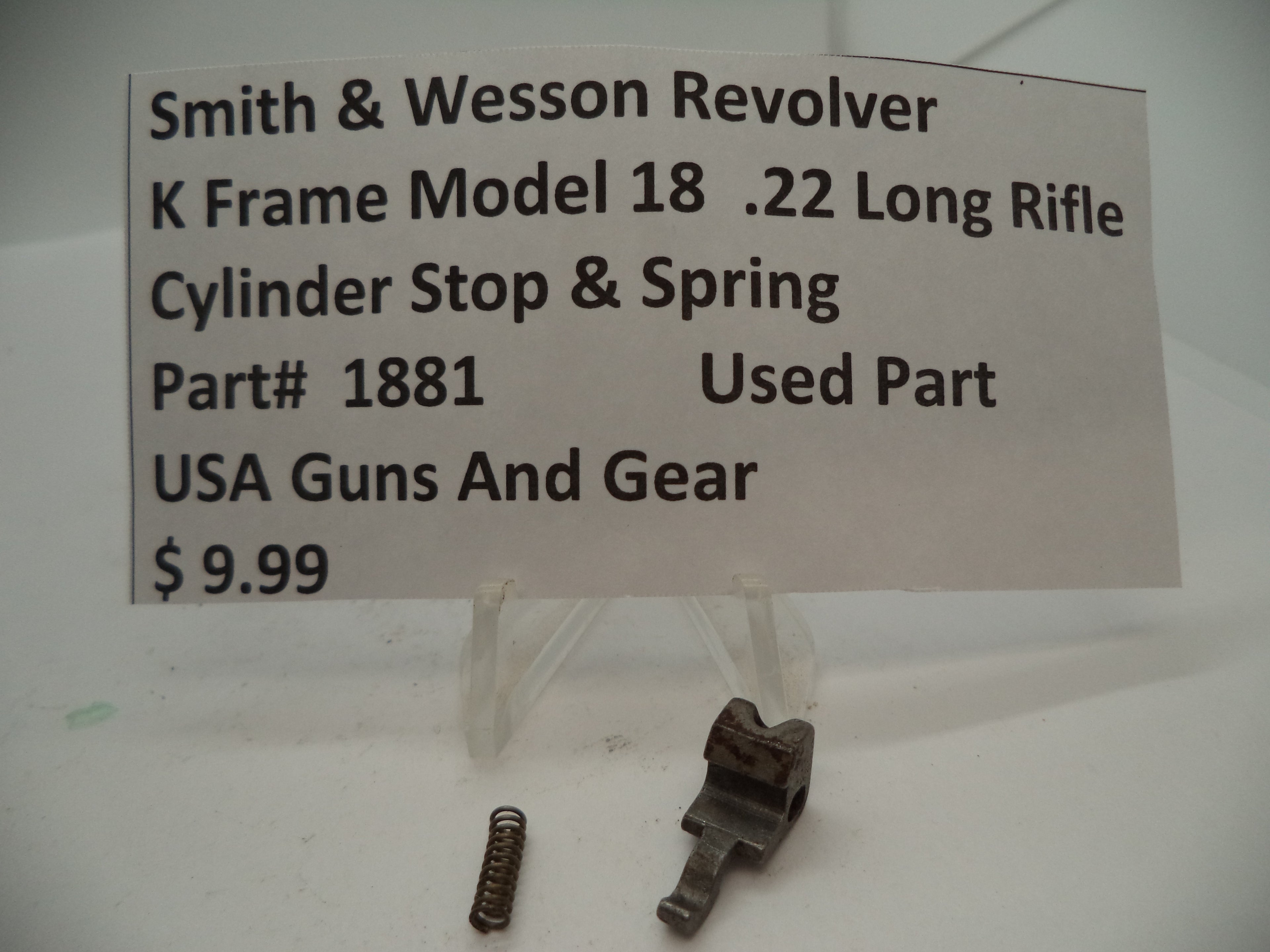 Smith & Wesson K Frame Cylinder Stop & Spring - Model 18 - Used - .22 LR 1881