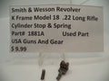 Smith & Wesson K Frame Cylinder Stop & Spring - Model 18 - Used - .22 LR 1881A