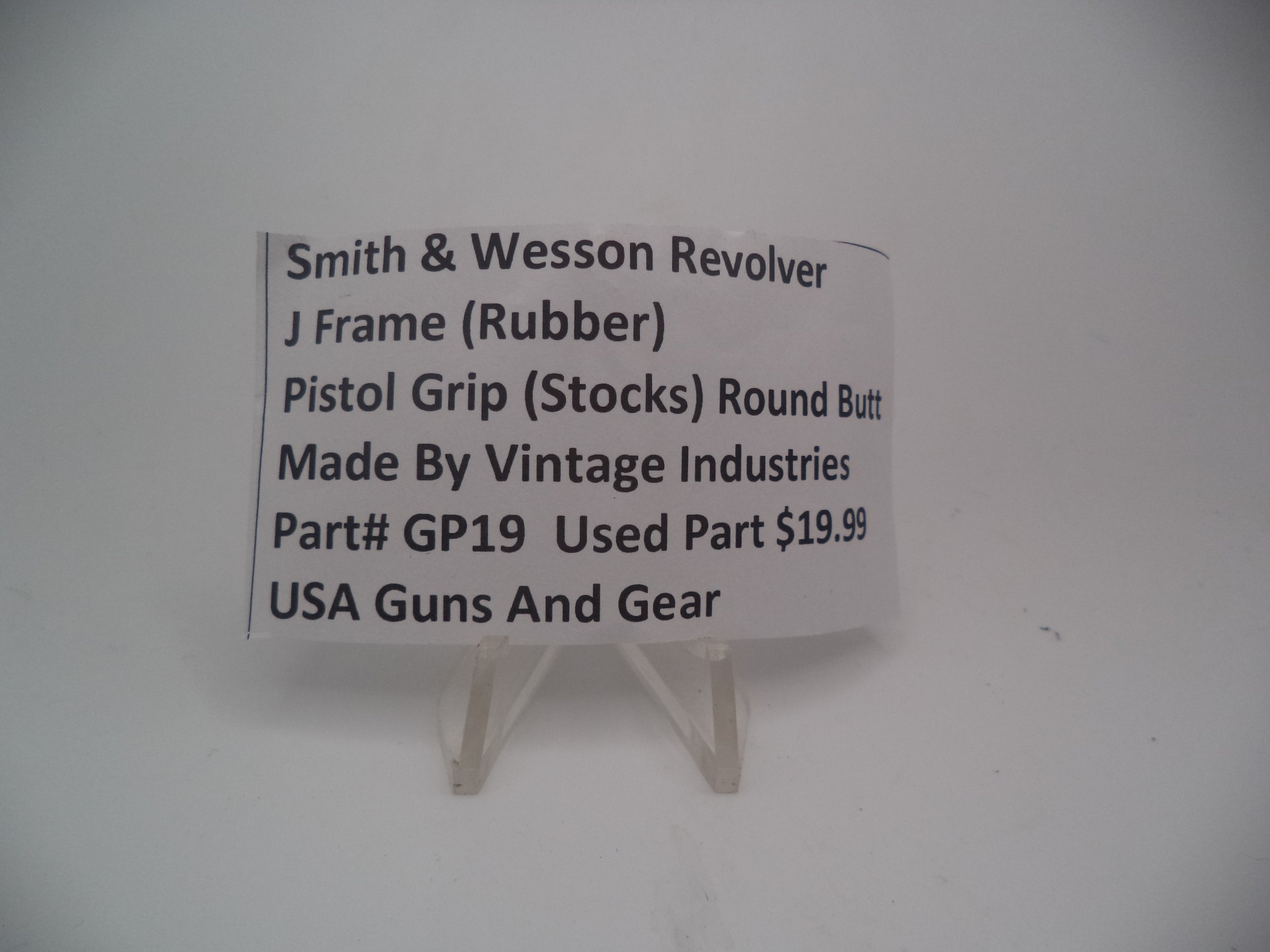 GP19 Smith & Wesson Revolver J Frame Rubber Pistol Grip Round Butt Used