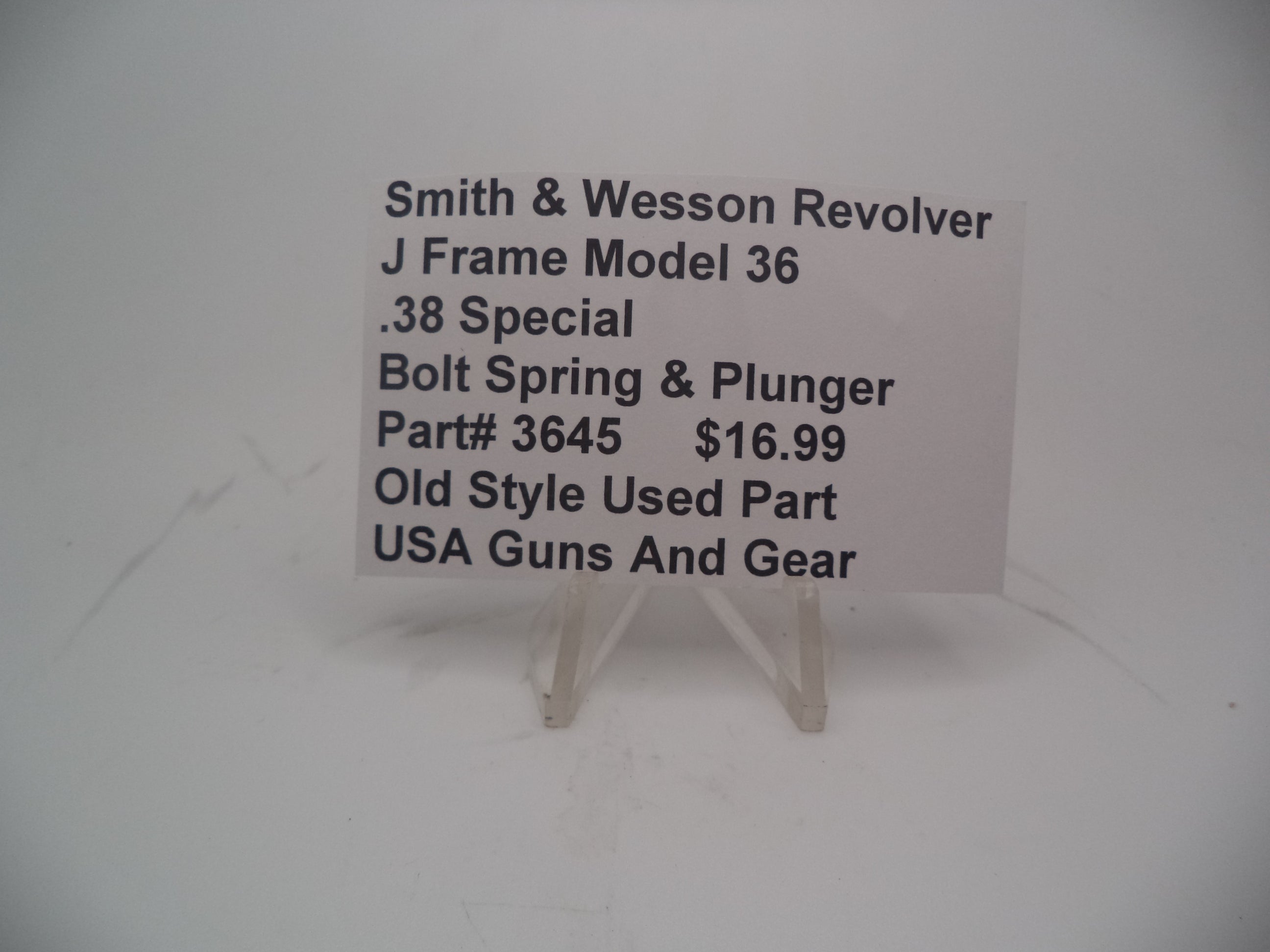 3645AB S&W Revolver J Frame Model 36 .38 Special Bolt Spring and Plunger