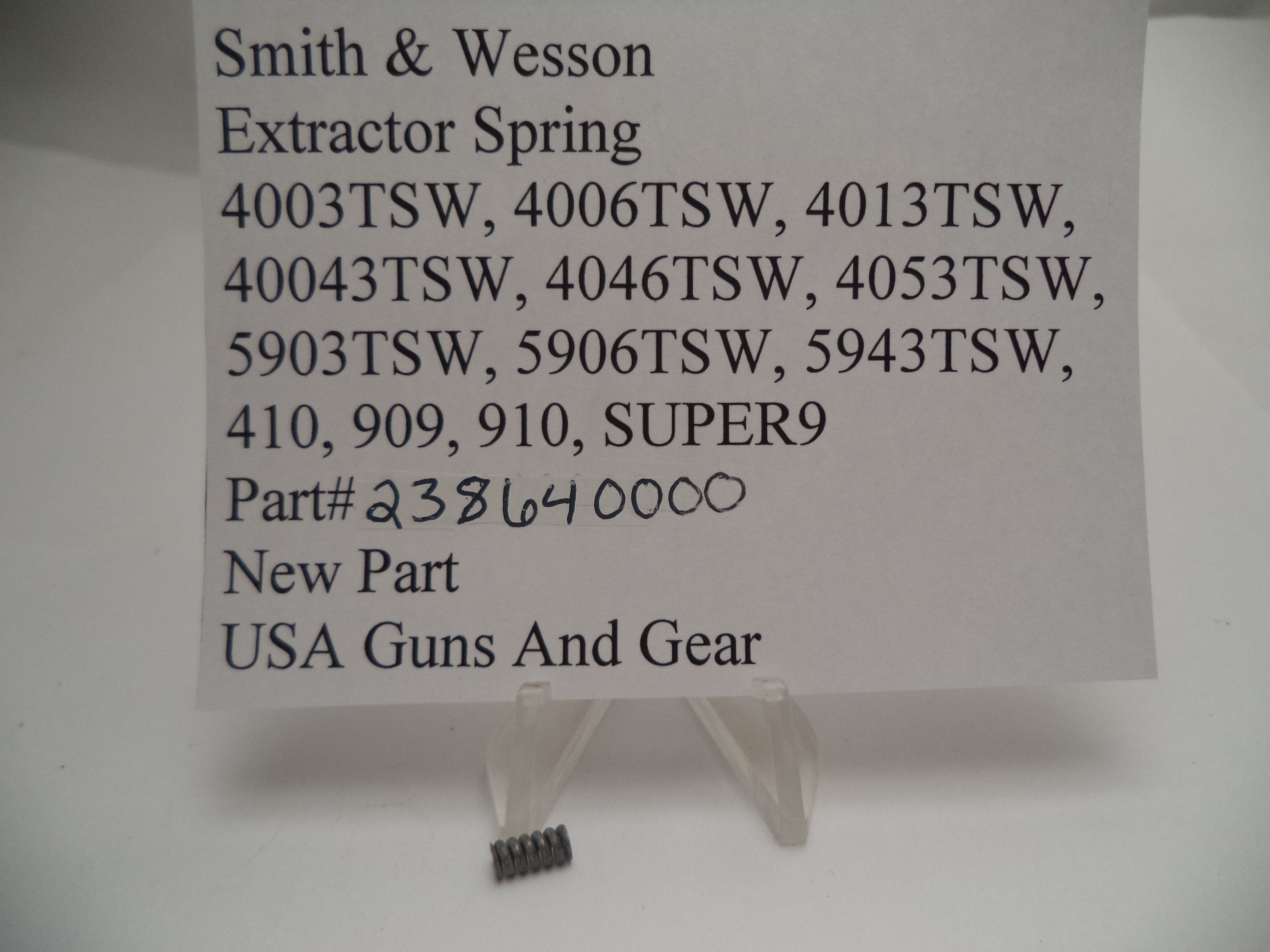 238640000 S&W Extractor Spring Blue - 4046TSW 4043TSW Multi-Model