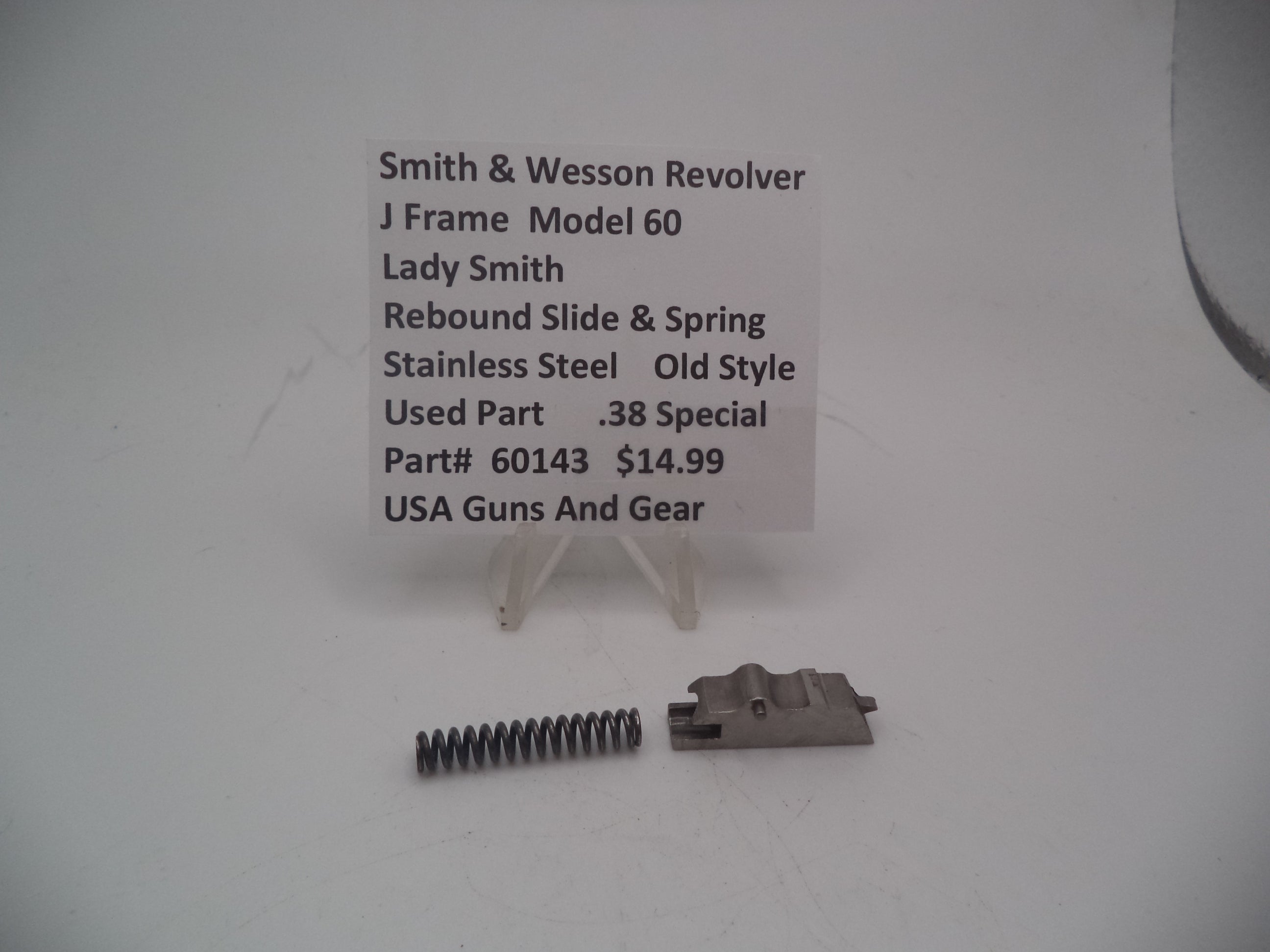 Smith & Wesson J Frame Model 60 Lady Smith Rebound Slide & Spring .38 Special Used - 60143